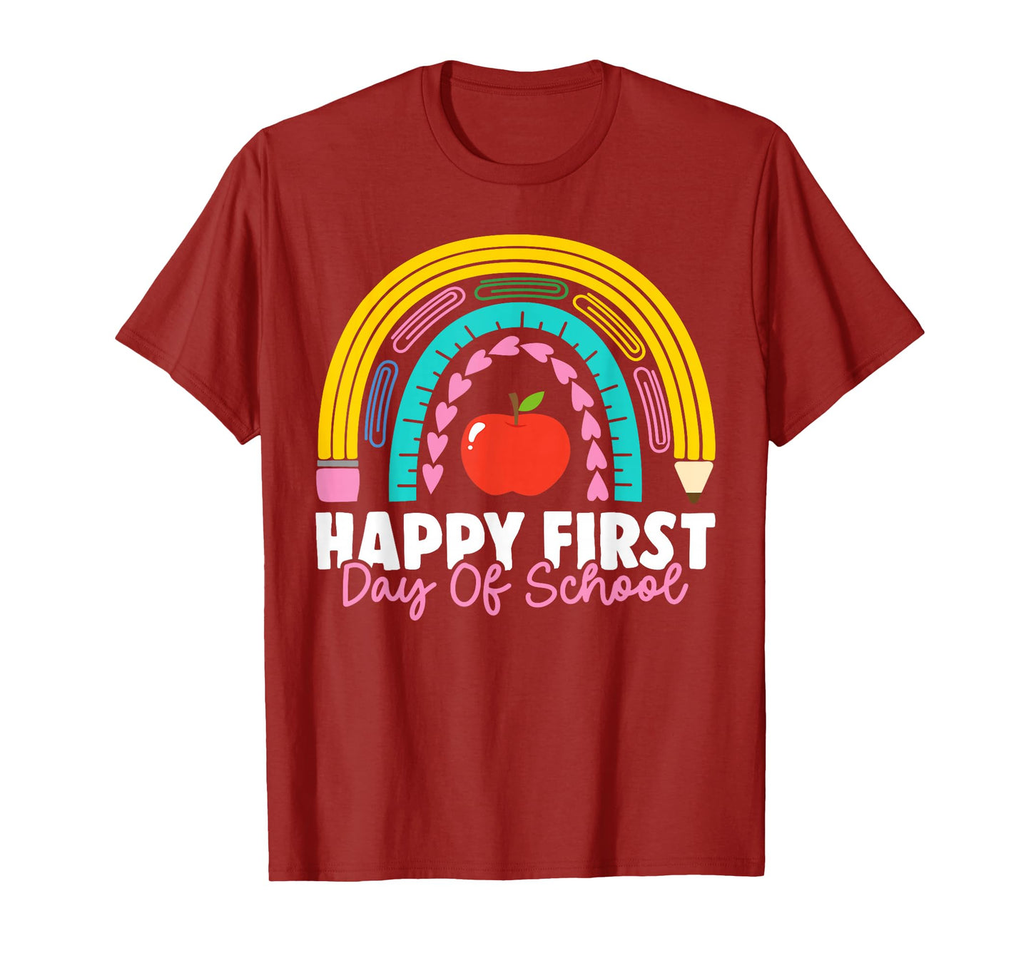 Happy First Day of School Teacher Back to School Rainbow T-Shirt