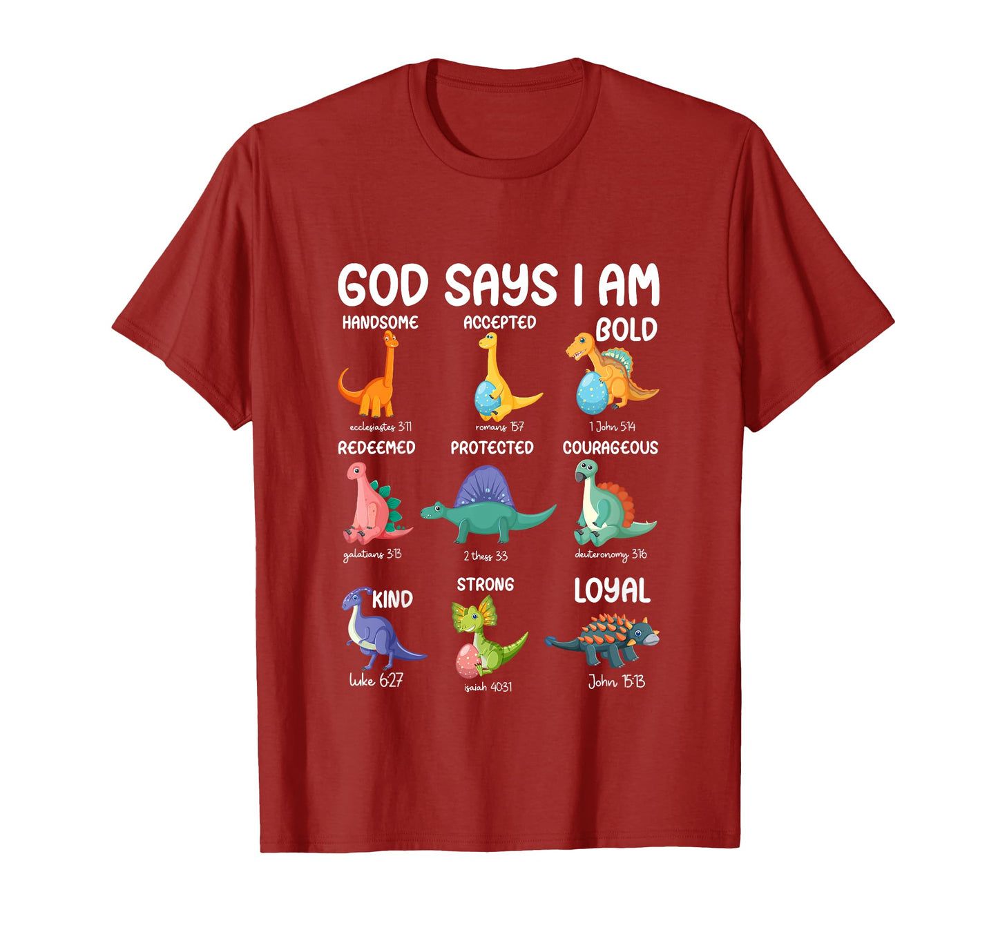 Kids God Says I Am Dinosaur Funny Dino Kids Boys Bible Verse T-Shirt