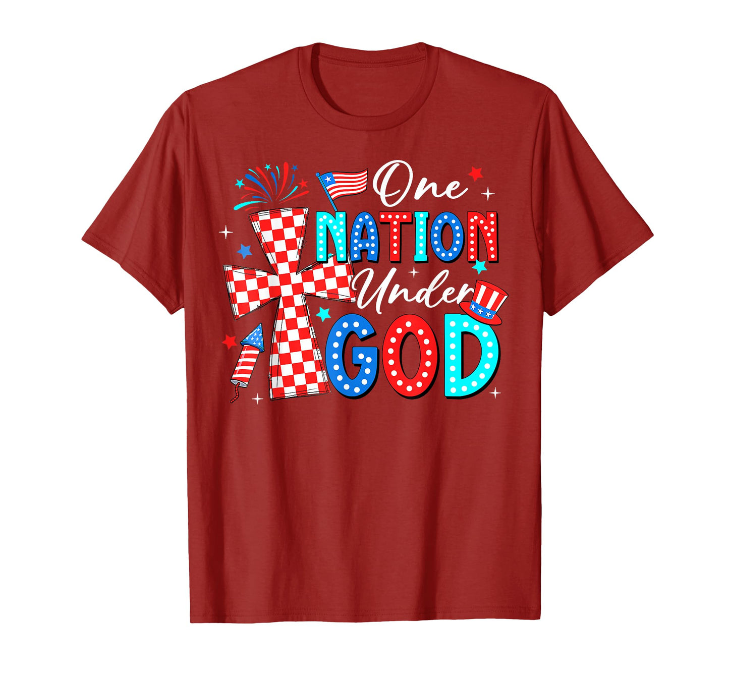 One Nation Under God Jesus 4th Of July Patriotic Christian T-Shirt