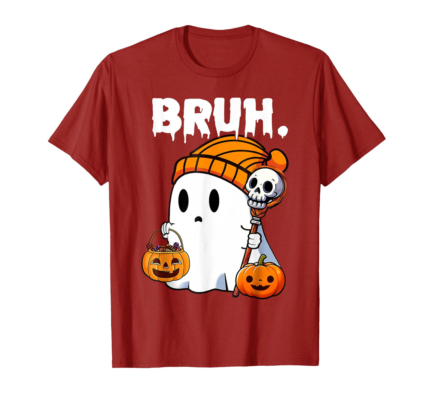Halloween Bruh Funny Ghost Mens Women Kids Family Costume T-Shirt