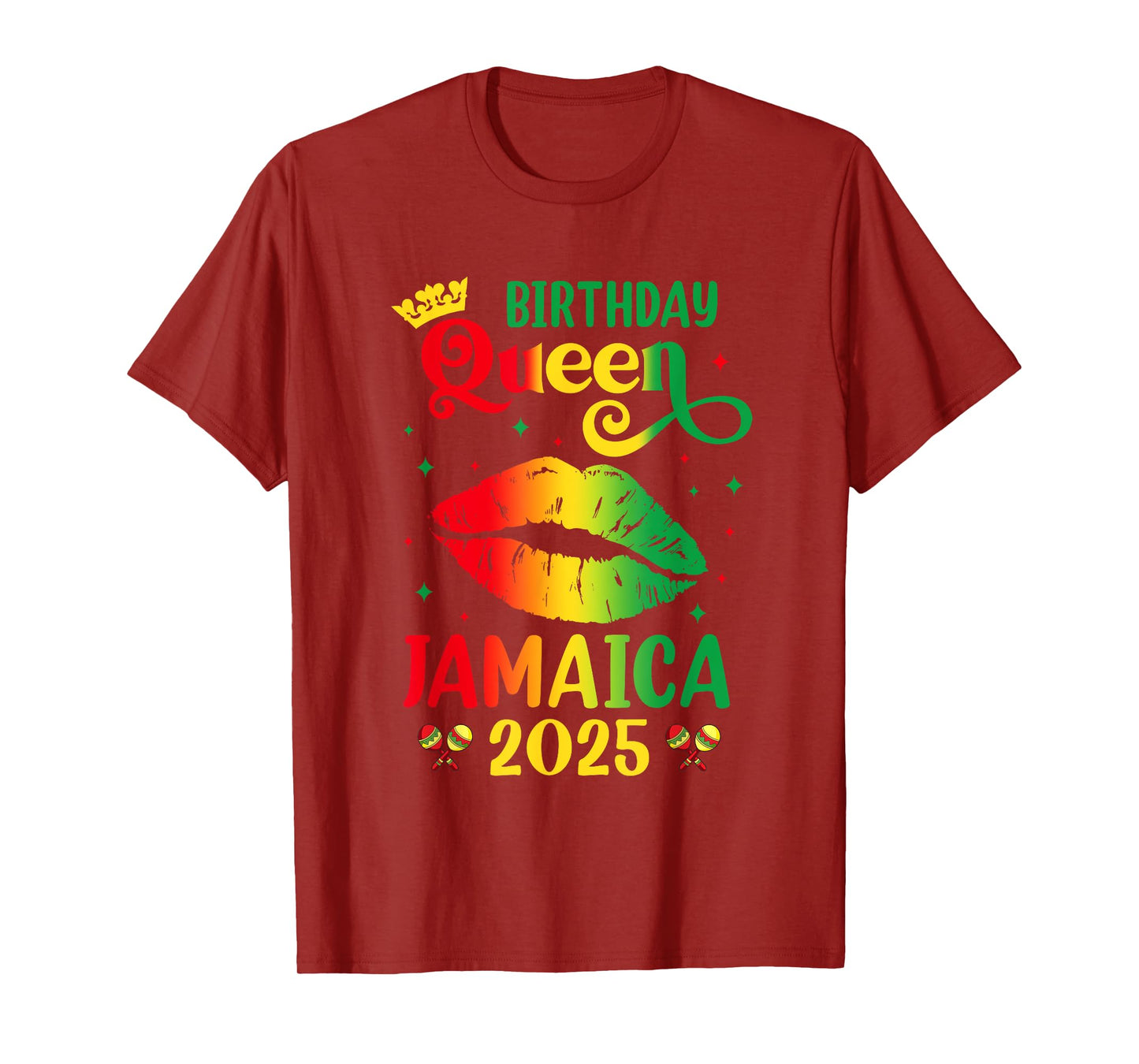 Birthday Queen Jamaica 2025 Girls Trip Party Jamaican Lips T-Shirt