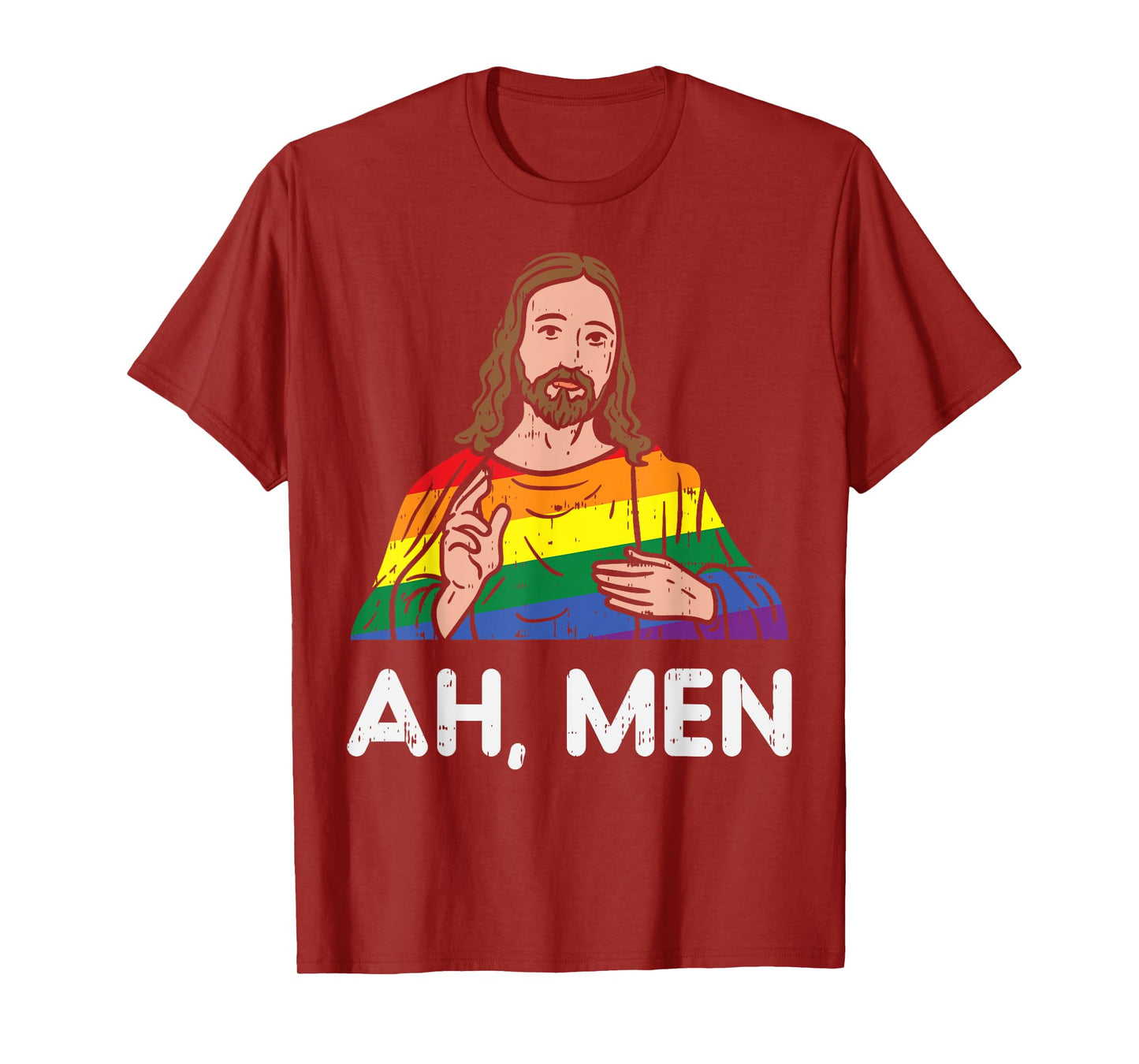 Ah Men Rainbow Gay Jesus Christian LGBT Pride Flag Men Gift T-Shirt