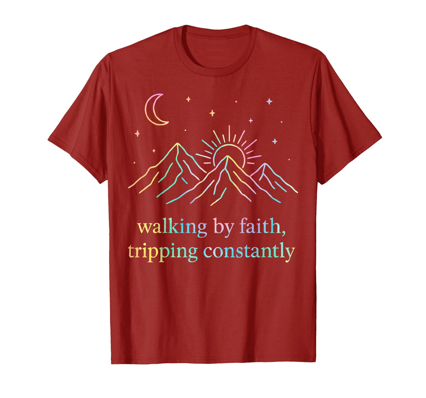 Christian Walking By Faith Tripping Constantly Ombre Bible T-Shirt