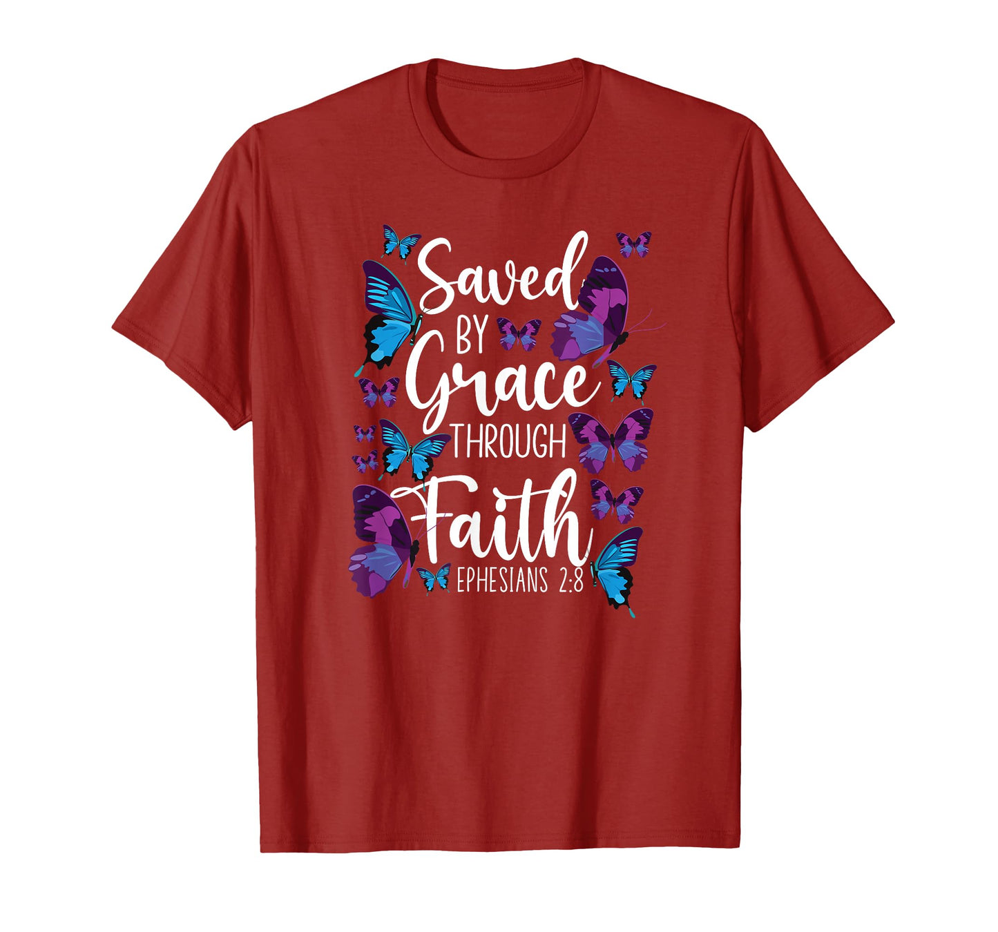 Christian Bible Verse Quote Butterfly Ephesians 2:8 T-Shirt