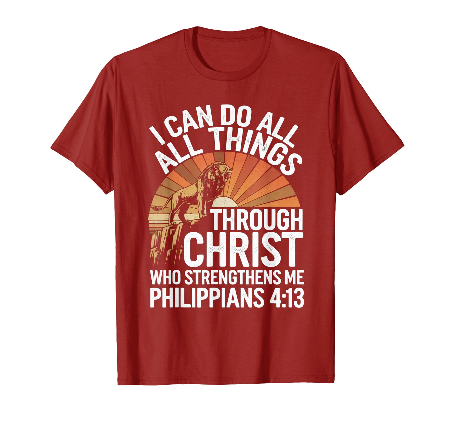 Christian Tshirt Philippians 4:13 Religious Lion Strengthens T-Shirt