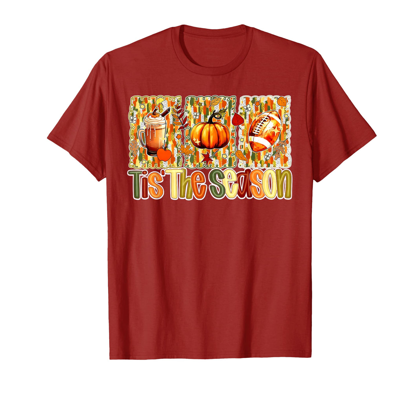 Pumpkin Spice Football Tis The Season Fall Thanksgiving Day T-Shirt