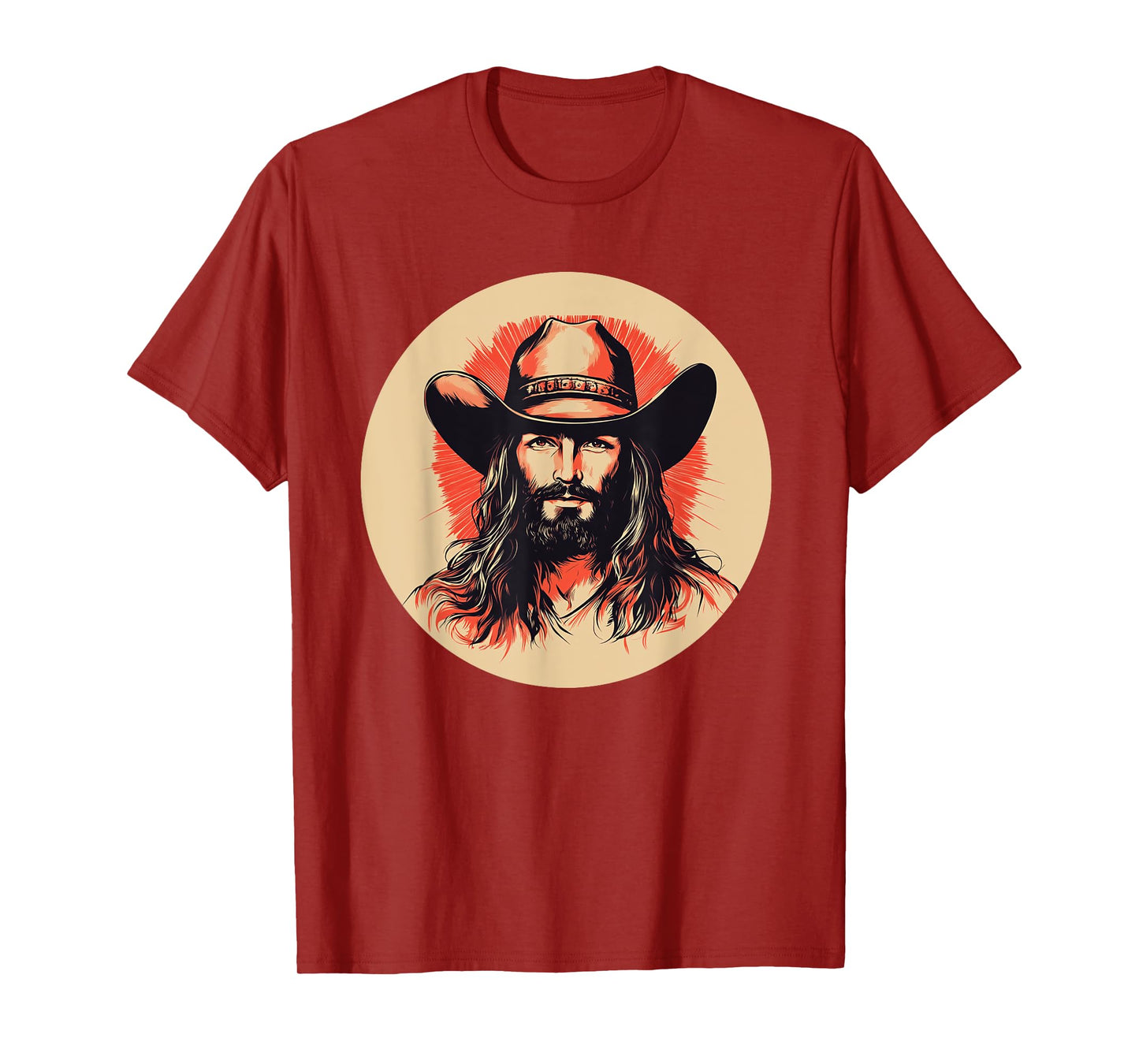 Nice Jesus Face with Cowboy Hat for Rodeo Fans T-Shirt