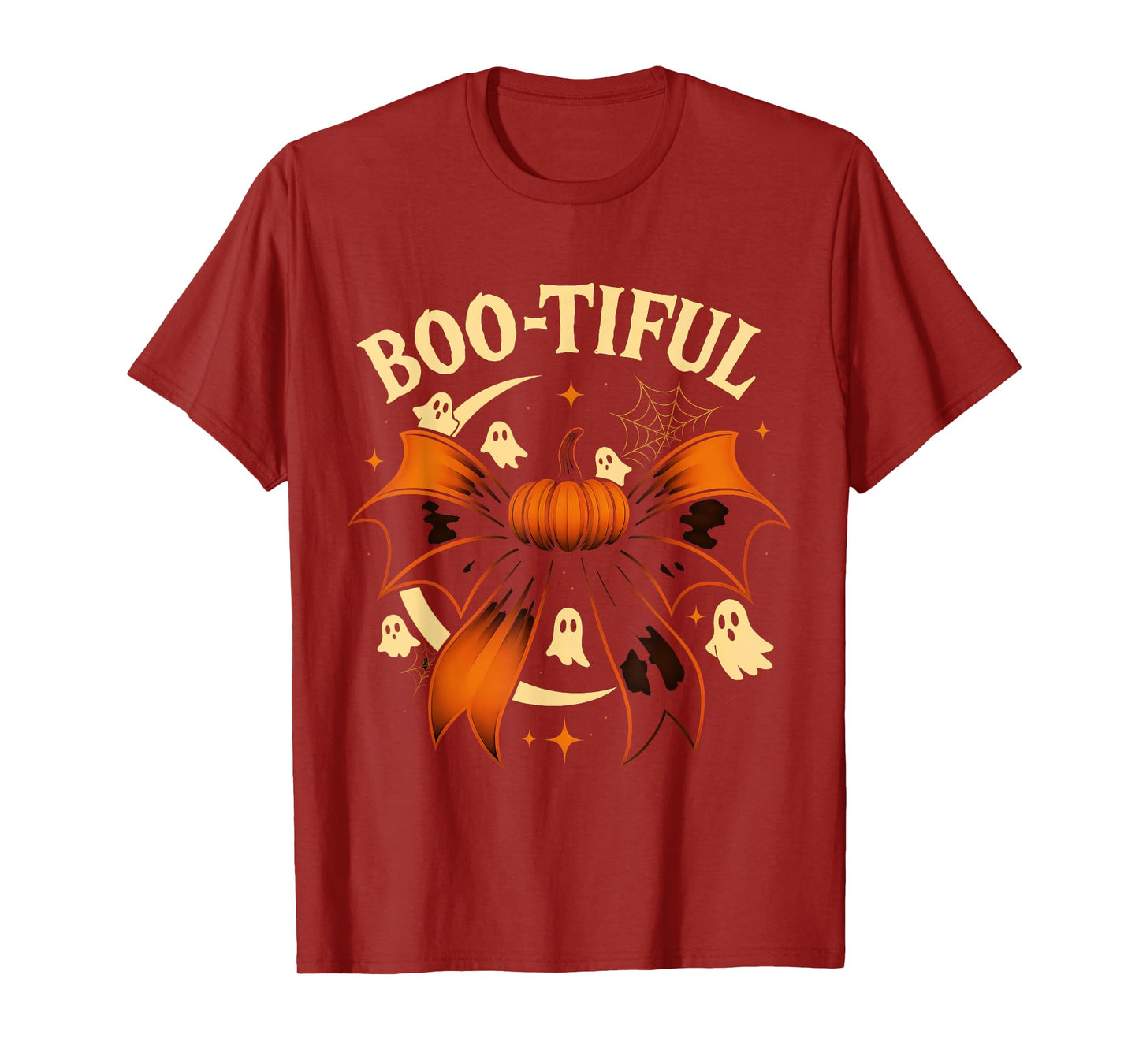 Bootiful Funny Halloween Coquette Bow Pumpkin Ghost Spooky T-Shirt