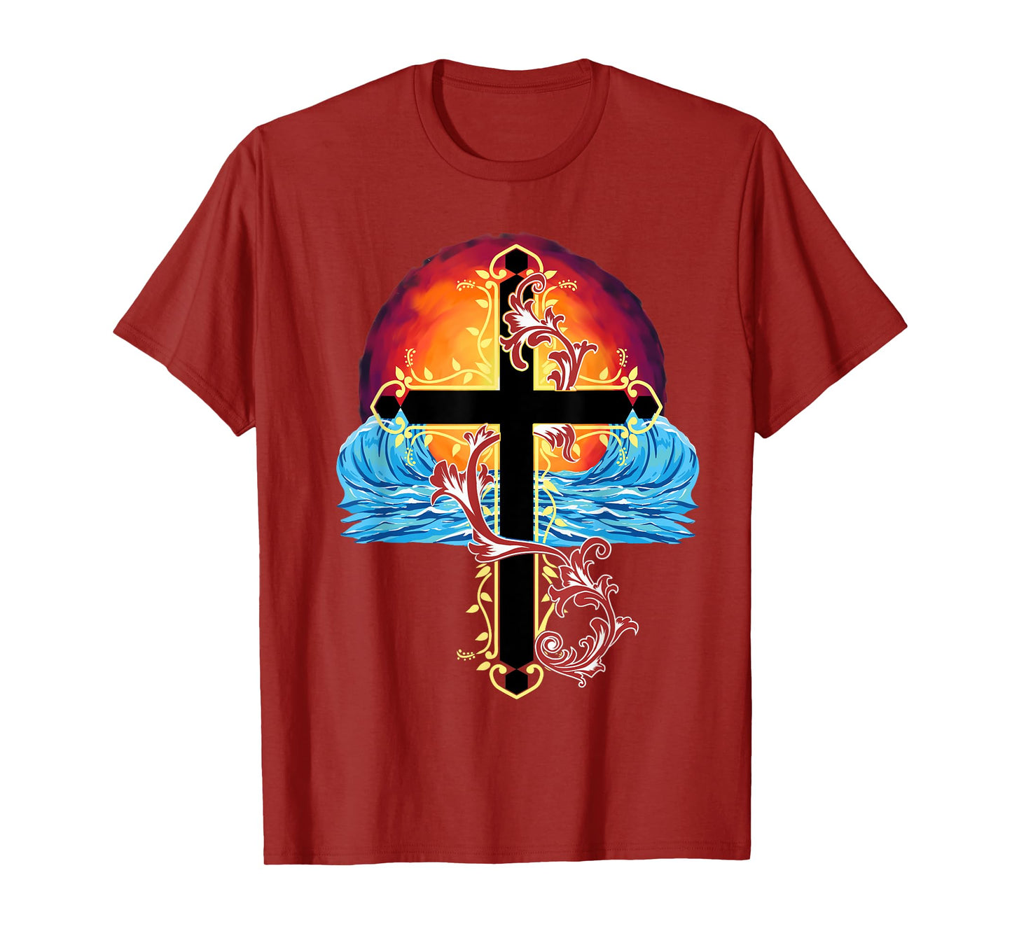 Cross Sea Sunset Jesus T-Shirt