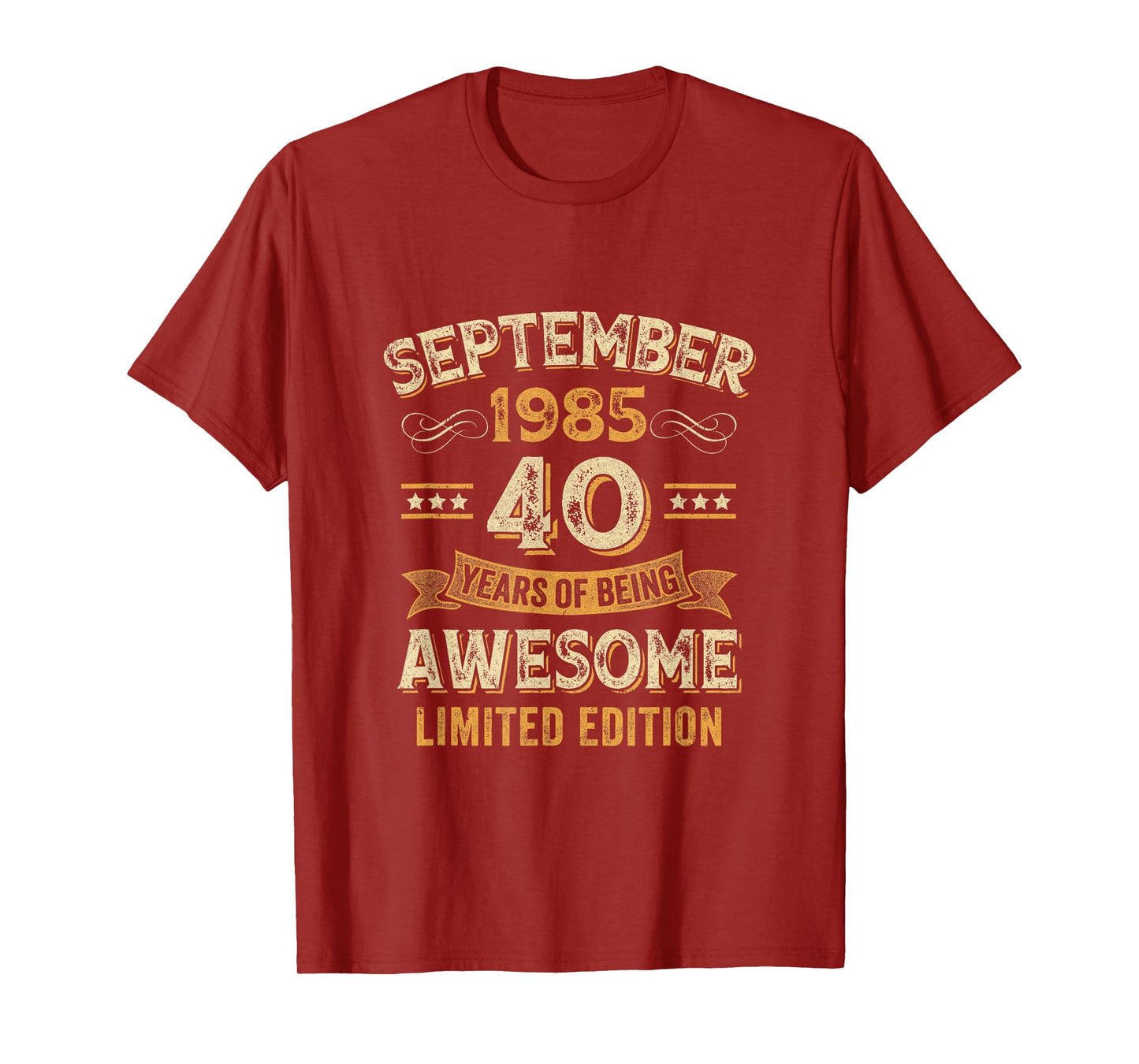 40 Years Awesome Vintage September 1985 40Th Birthday T-Shirt