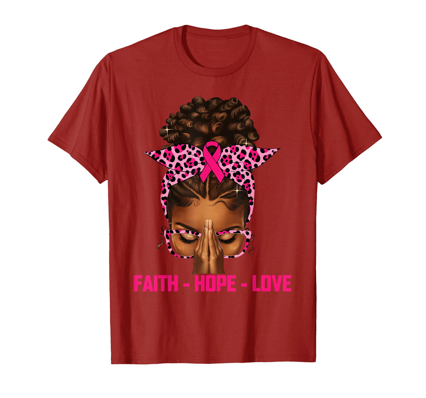 Faith Hope Love Black Women Afro Christian Breast Cancer T-Shirt