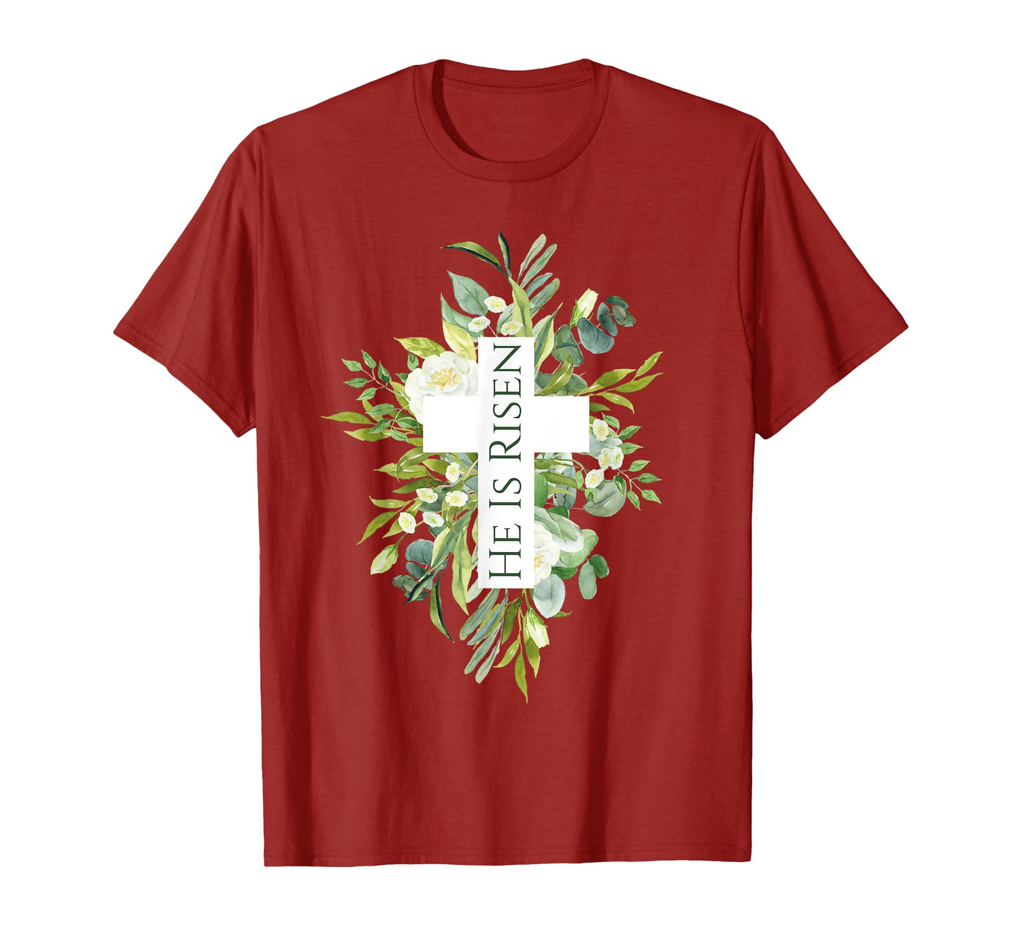 Happy Easter Shirt Floral He Is Risen Jesus Cross Spring T-Shirt