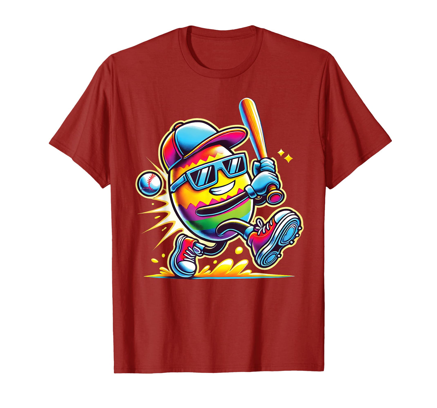 Easter Bunny Egg Playing Baseball Boys teen Kids Baseball T-Shirt