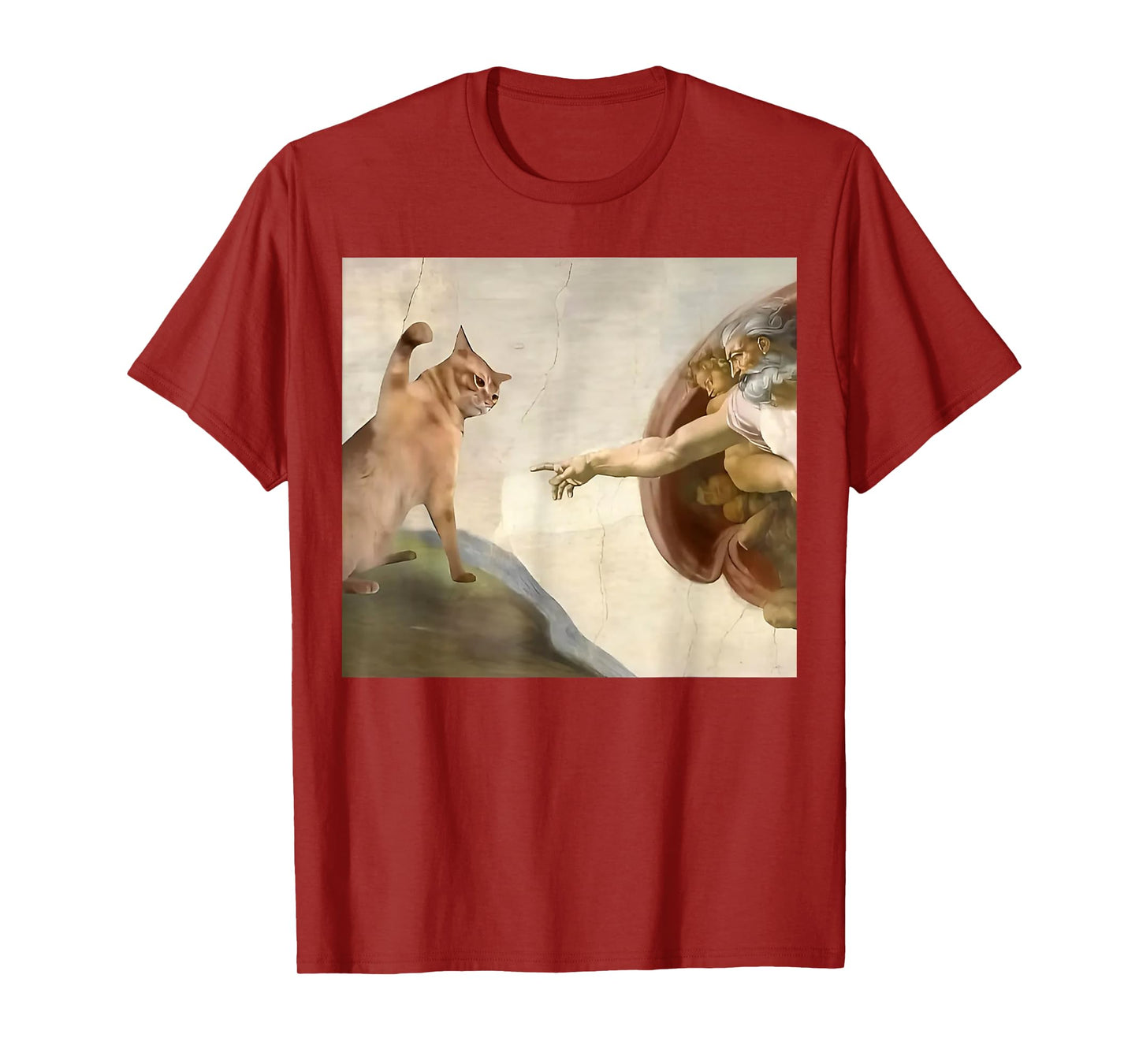 Almighty Slap Funny Cat God Creation of Adam Meme Jesus Art T-Shirt for Men Women Kids