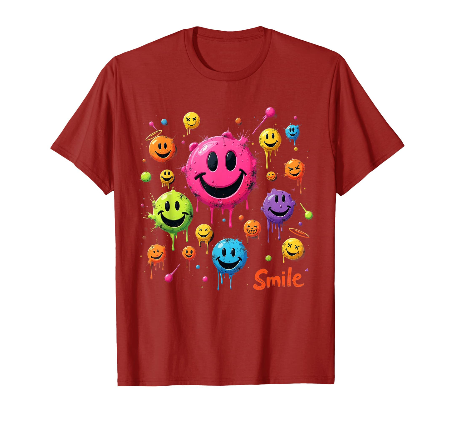 Smile Face Emoticons Fun Vivid Smileys Graphic T-Shirt