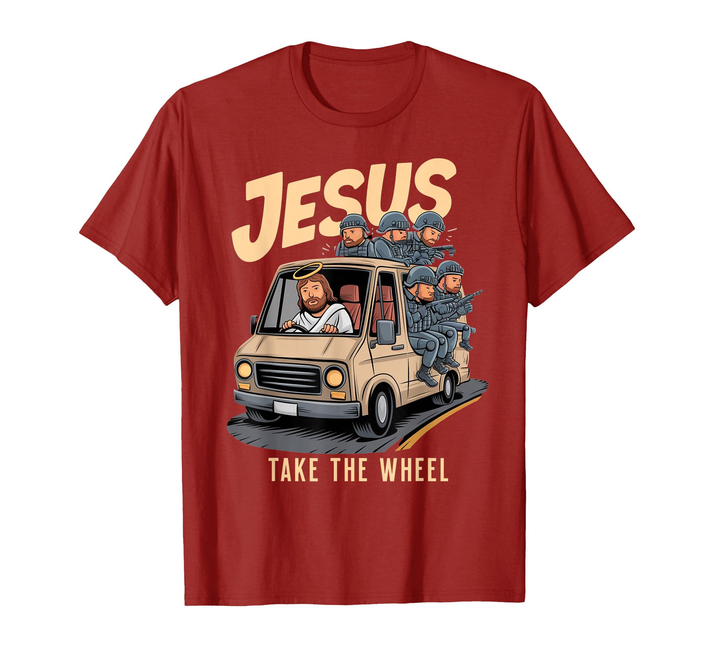Jesus Take The Wheel Funny Police SWAT Bearcat Operator T-Shirt
