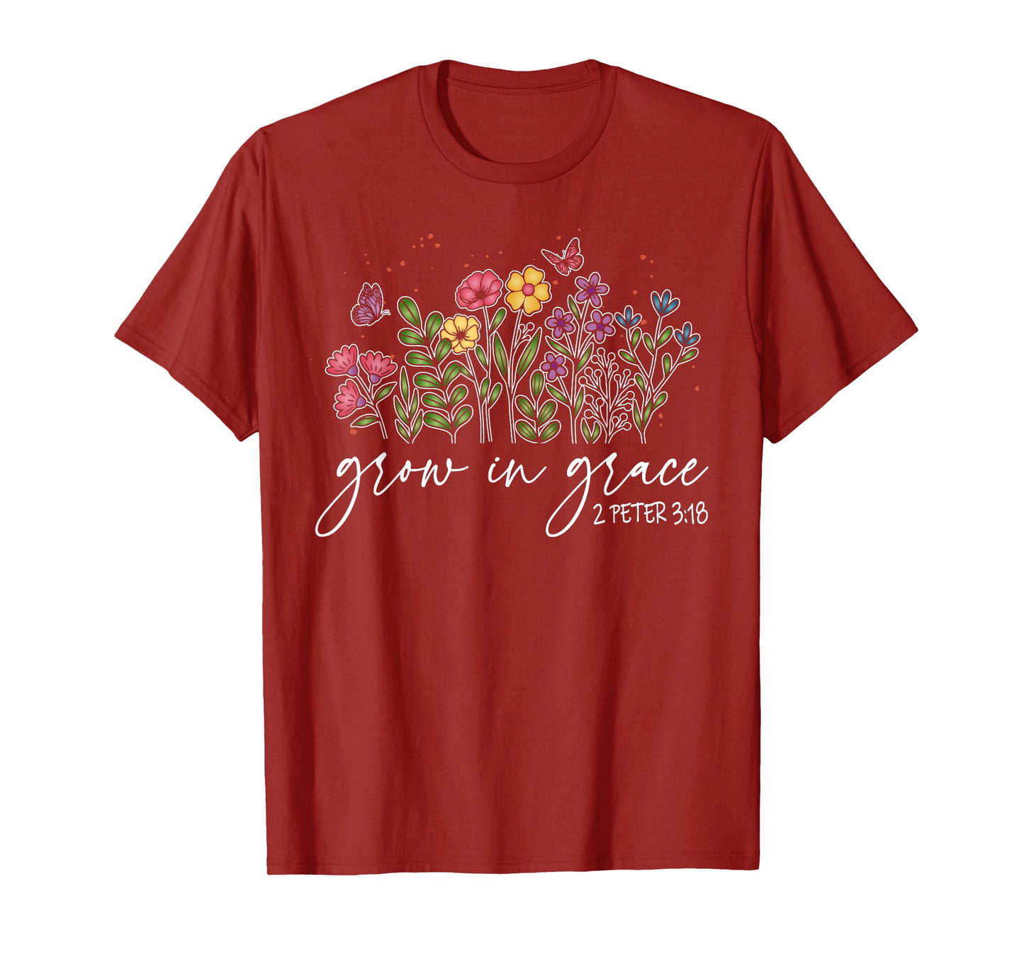 Grow in Grace Wildflowers Trust God Jesus Christian Women T-Shirt