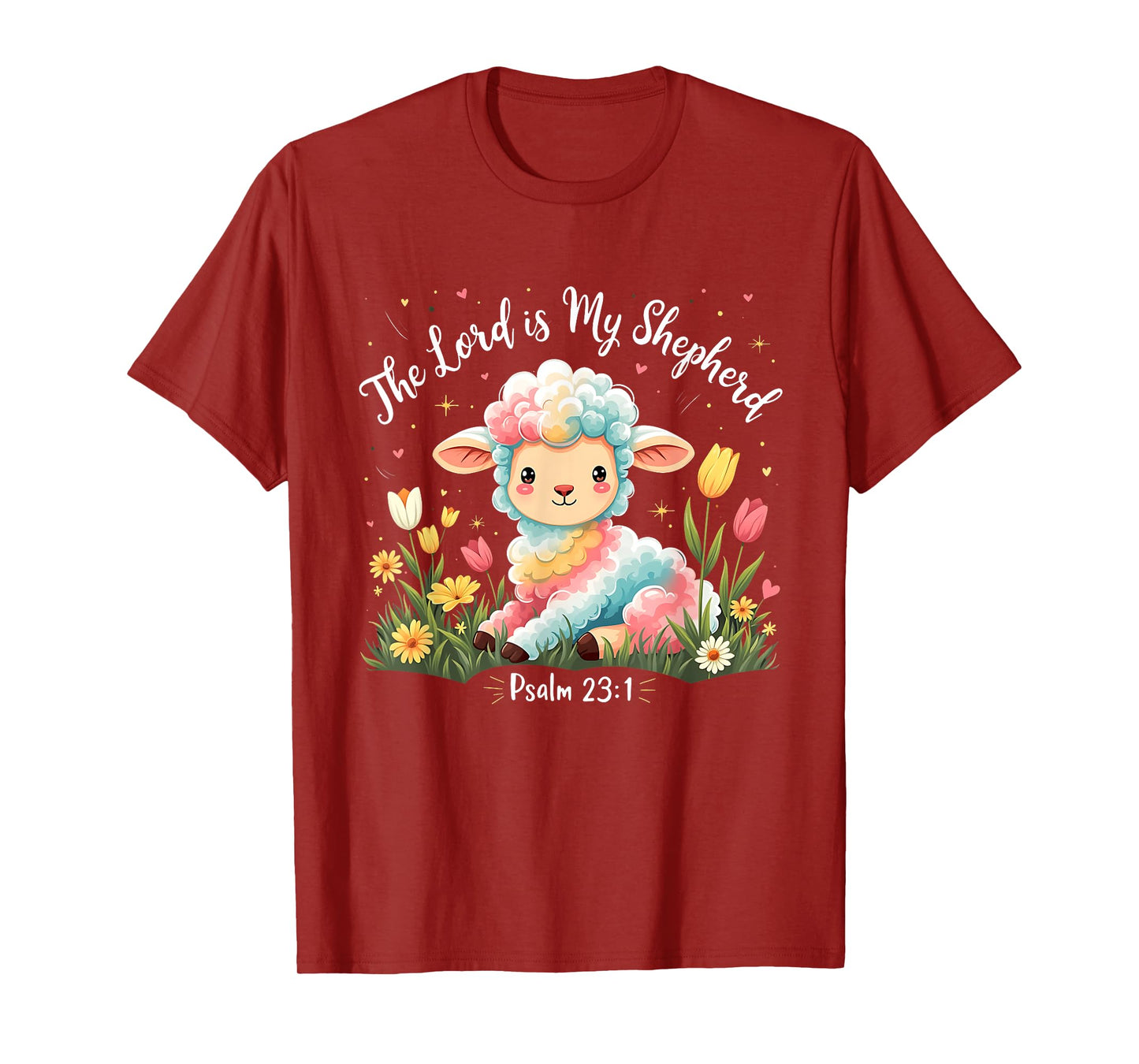 The Lord is My Shepherd Psalm 23:1 Cute Lamb Christian Faith T-Shirt