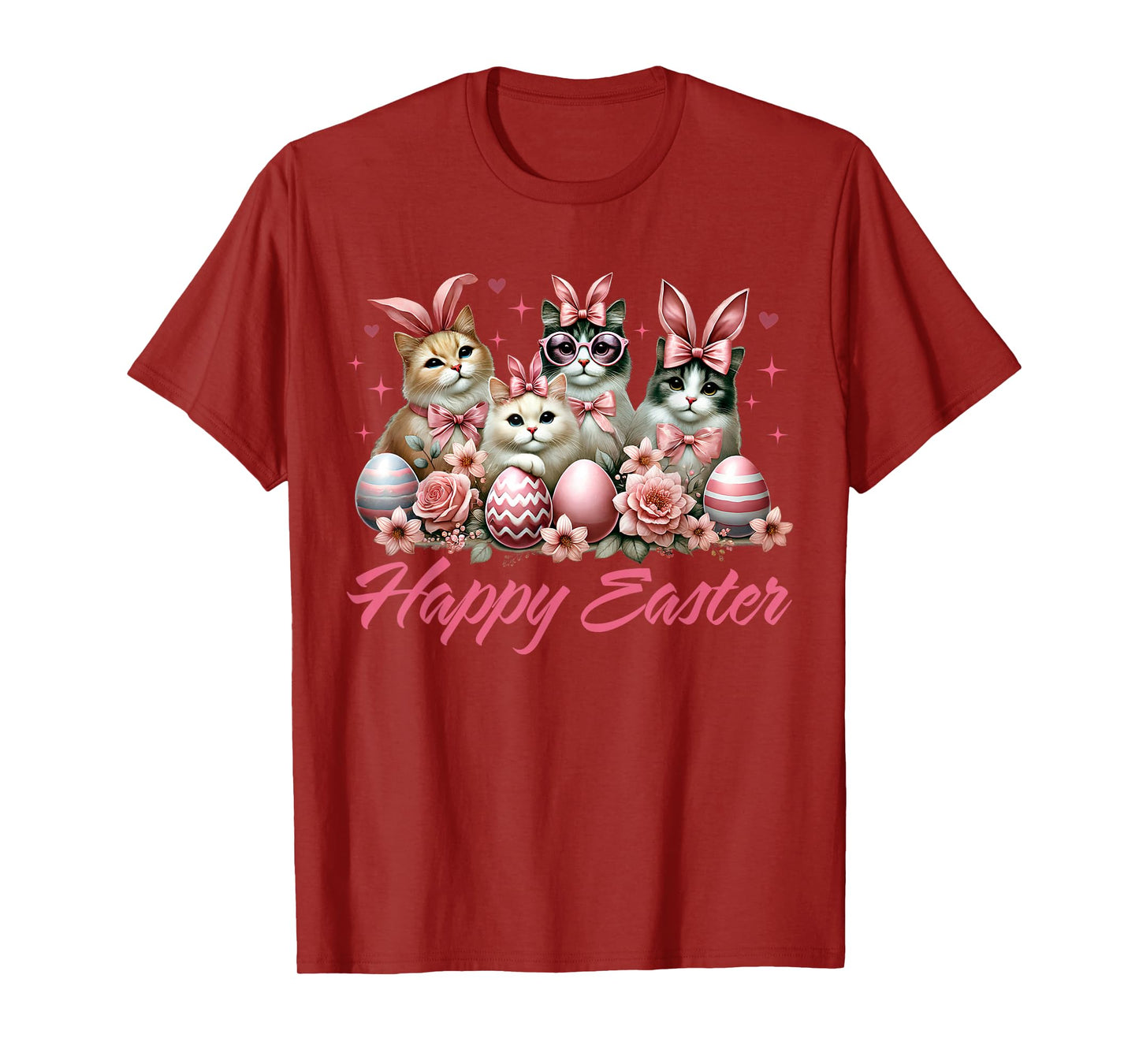 Cute Cat Bunny Happy Easter Cat Lover Kitty Rabbit Cat Mom T-Shirt