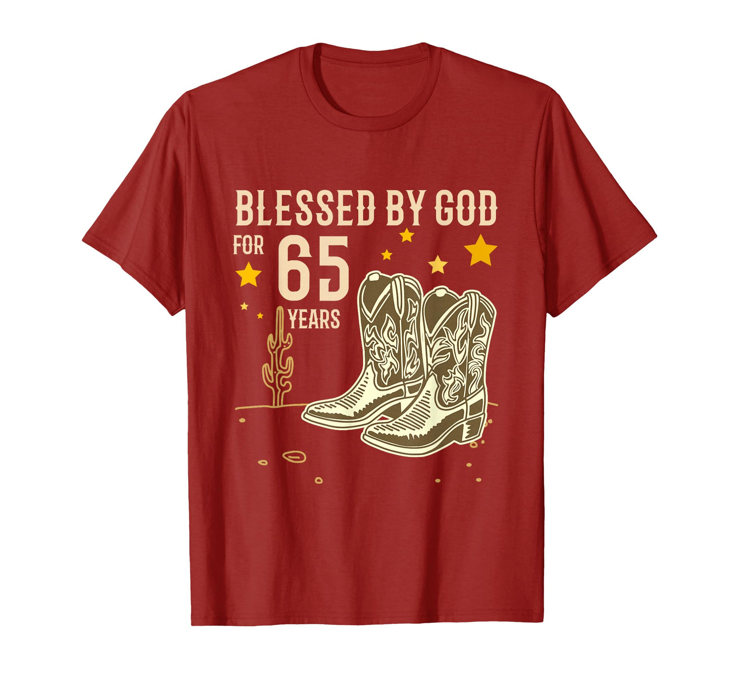 Vintage Blessed by God for 65 Years Cowboy 65th Birthday Men T-Shirt