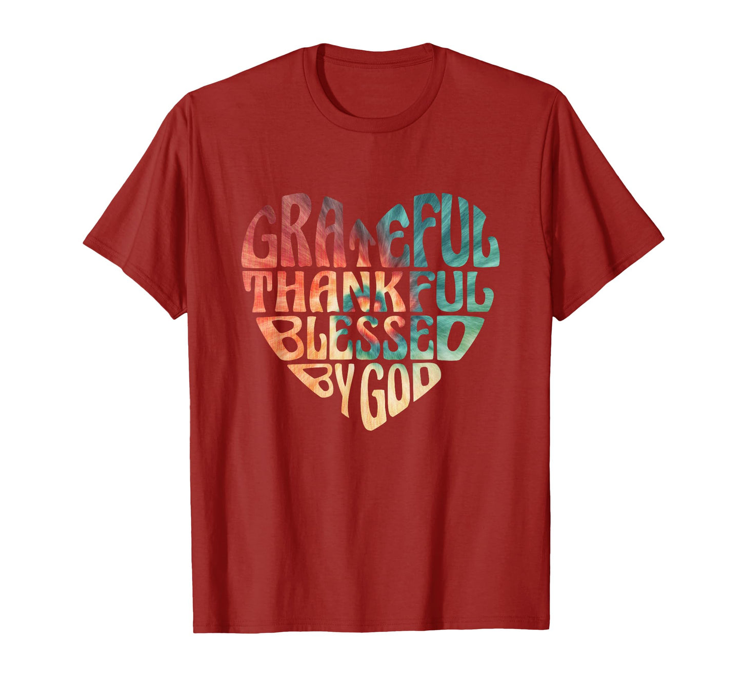 Grateful Thankful Blessed Retro Tie Dye Heart Christian T-Shirt