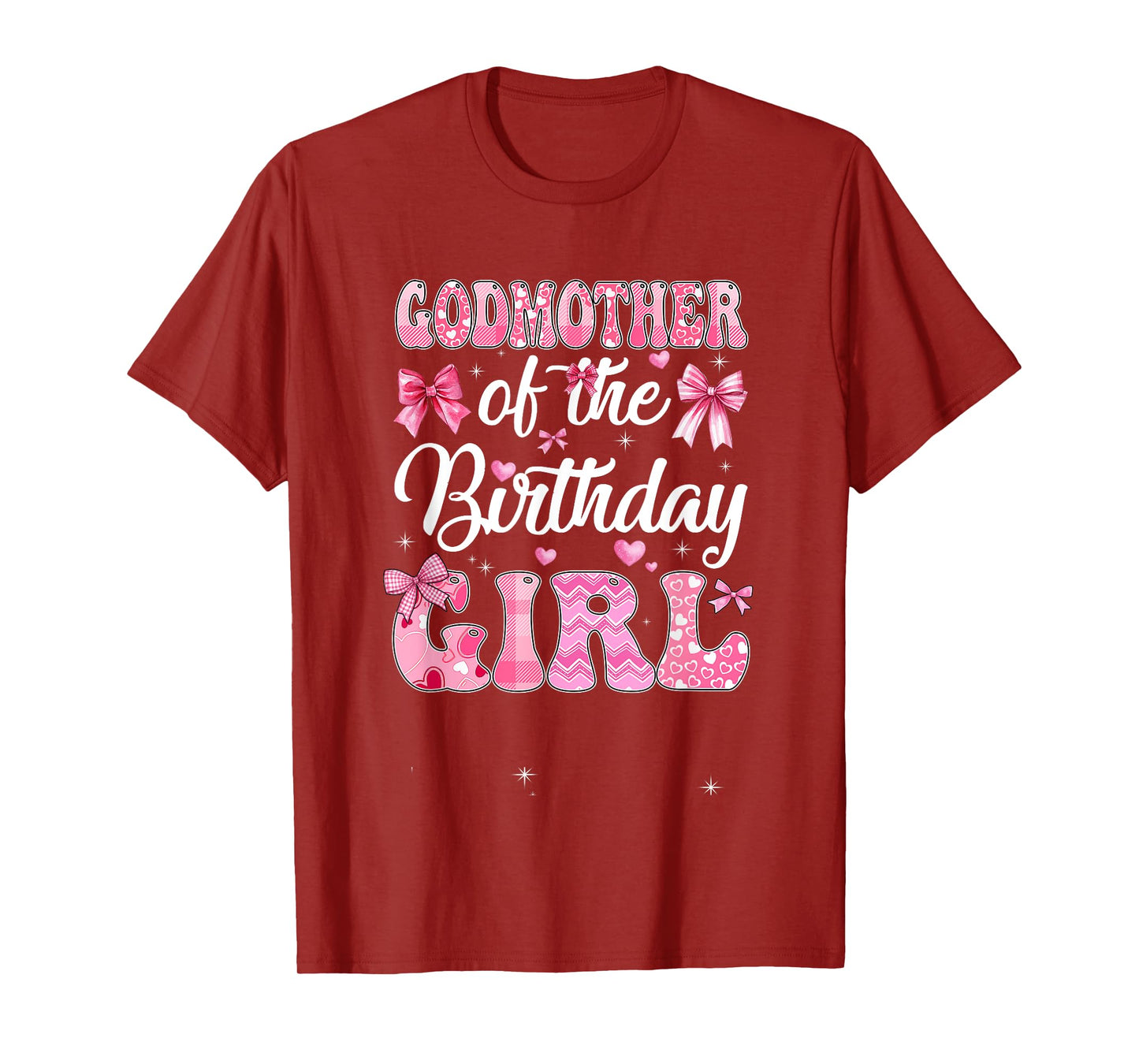 Godmother Of The Birthday Girl Family Pink Coquette Bow T-Shirt