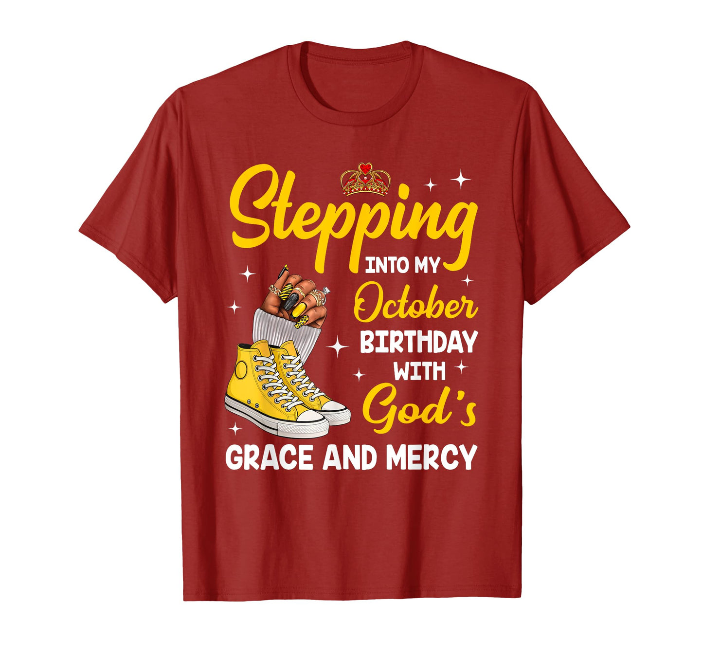 Stepping Into My October Birthday Queen Melanin Afro Woman T-Shirt