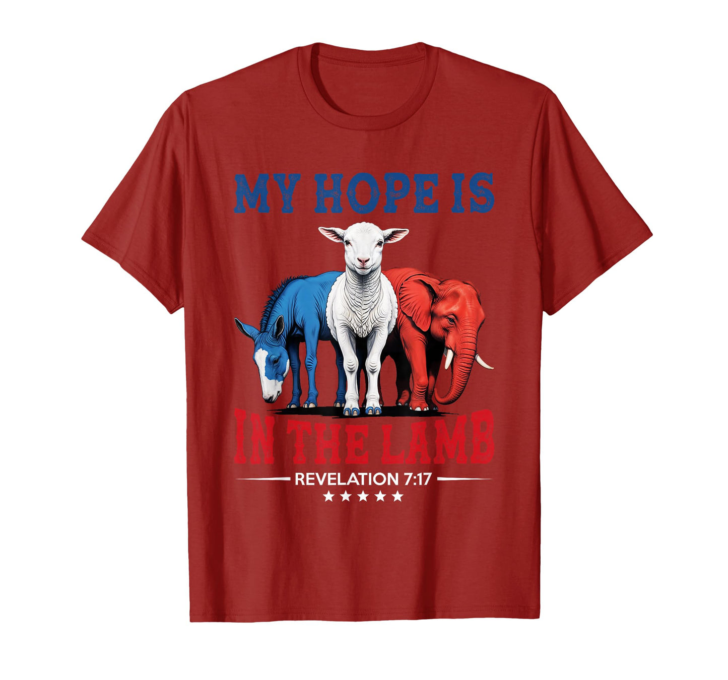 My Hope is in the Lamb Elephant Donkey USA Funny Scripture T-Shirt