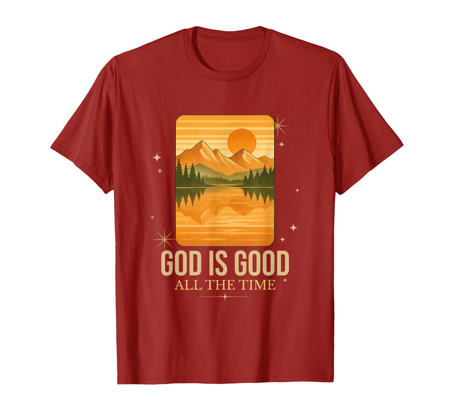 Vintage Retro Mountain Religious Faith Christian God Is Good T-Shirt