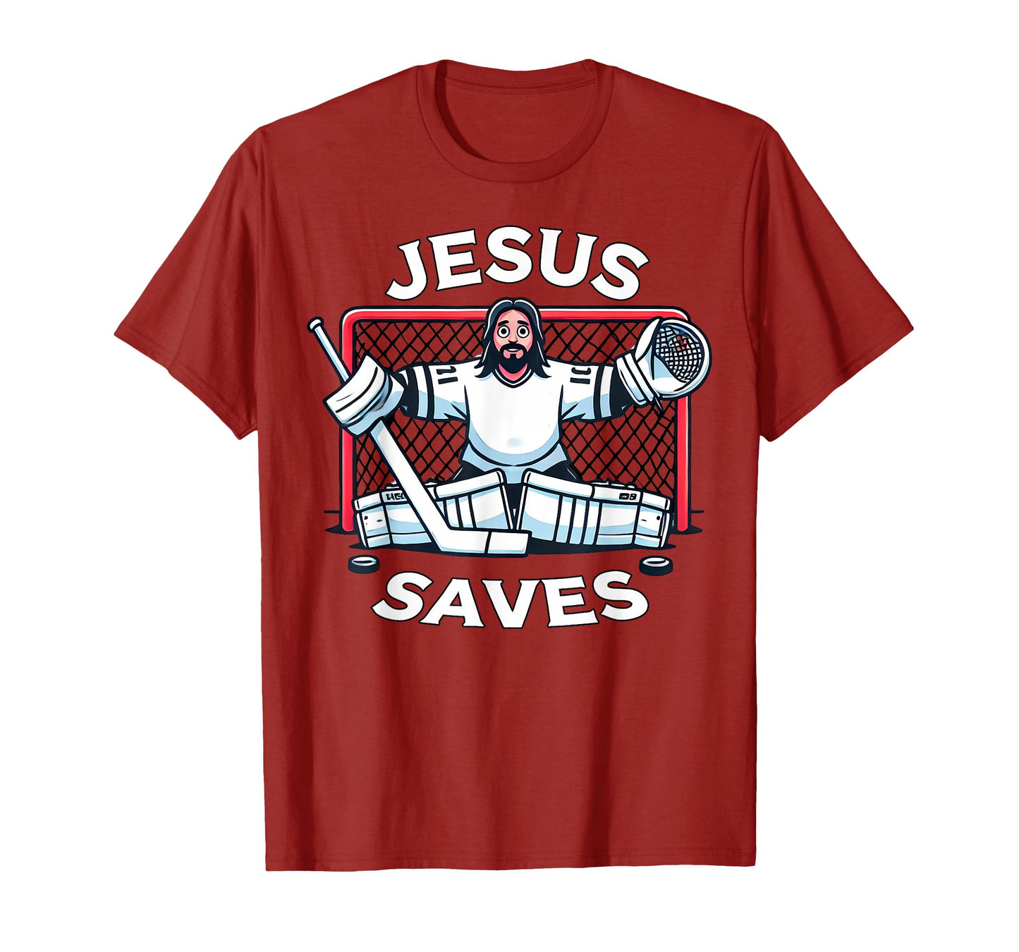 Funny Hockey Jesus Saves Goalie Sports Humor T-Shirt