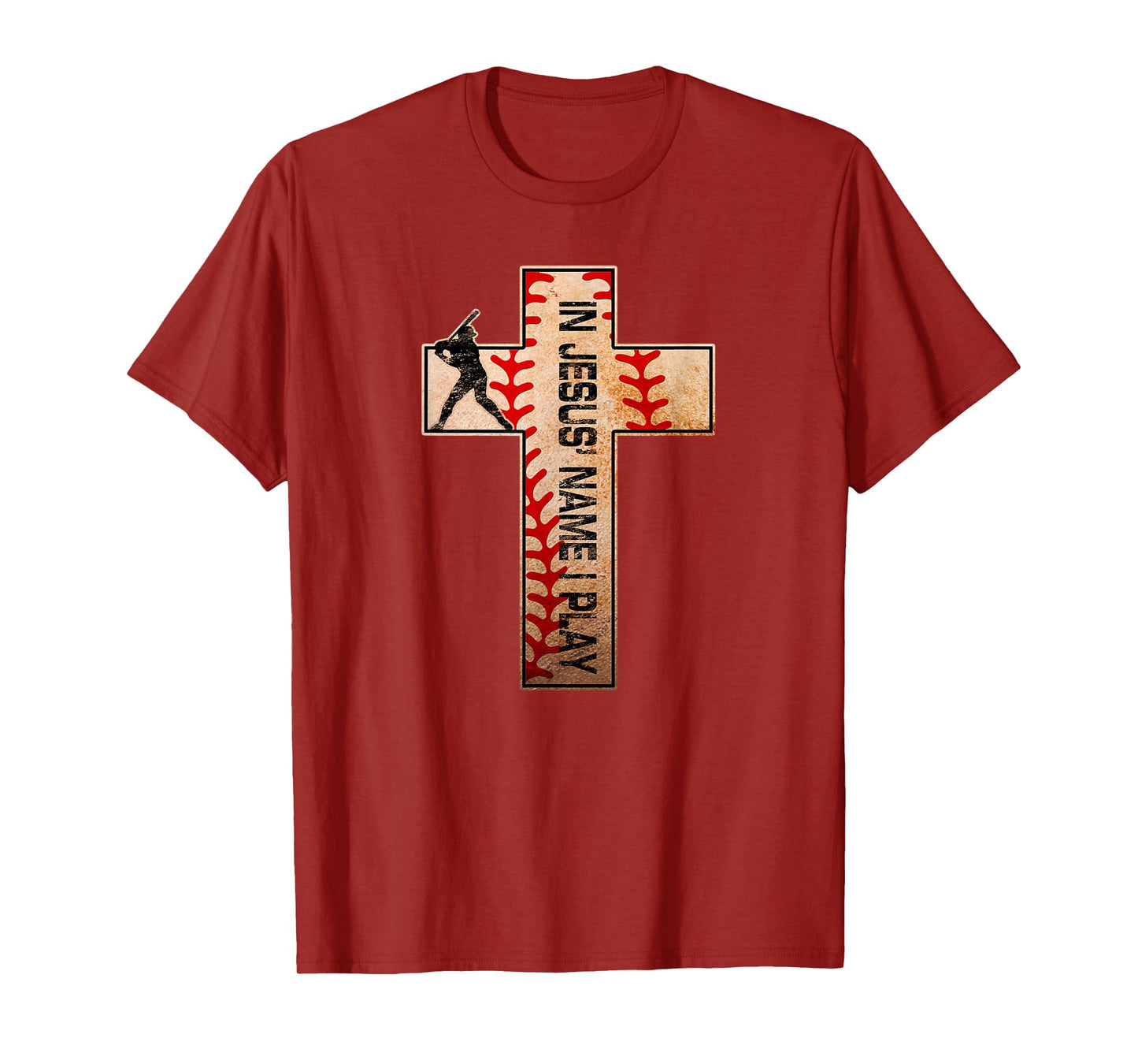 Baseball Laces Cross Jesus Name I Play Christian Faith God T-Shirt
