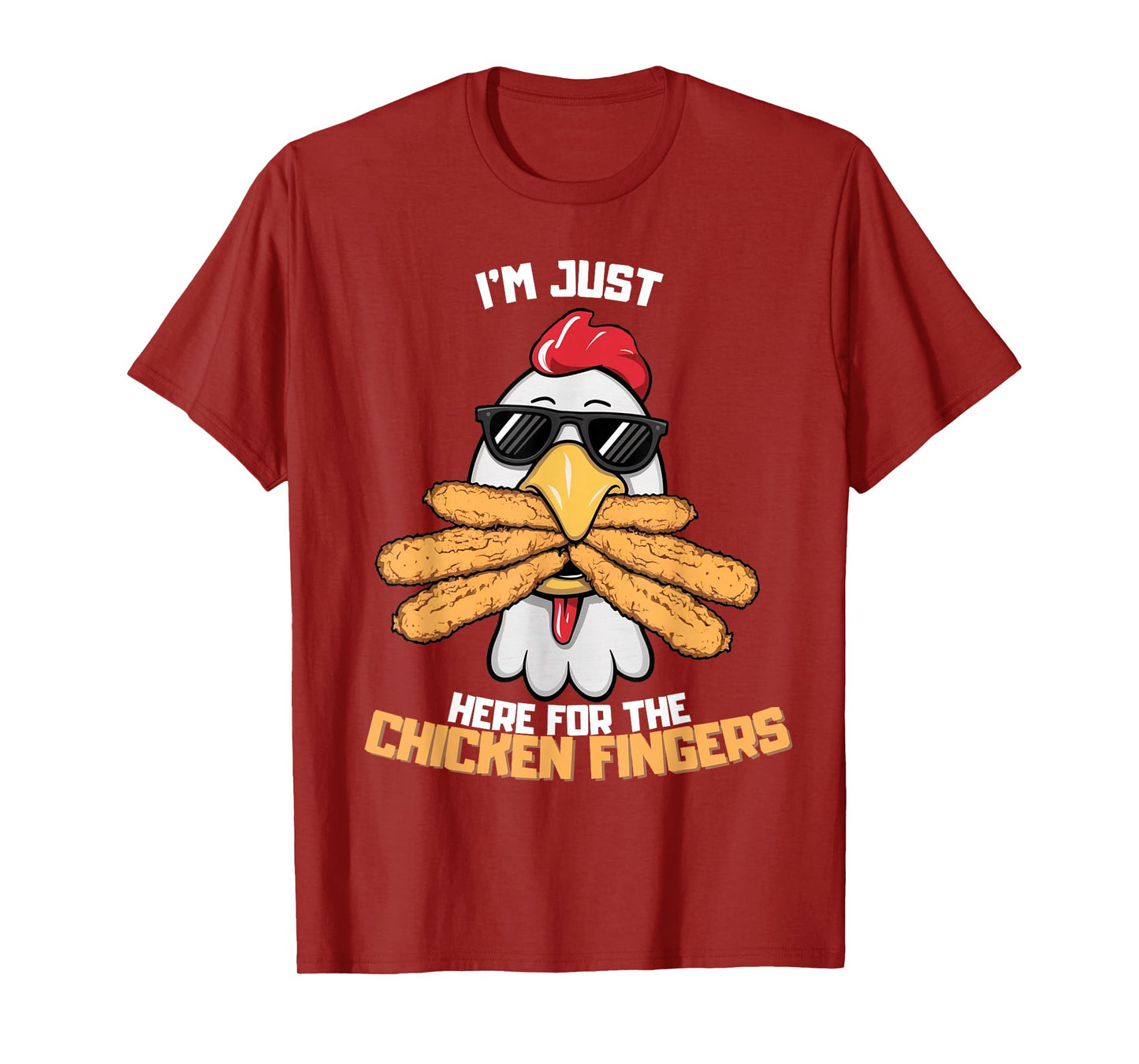 I'm Just Here For The Chicken Fingers Funny Chicken T-Shirt, Small, Black