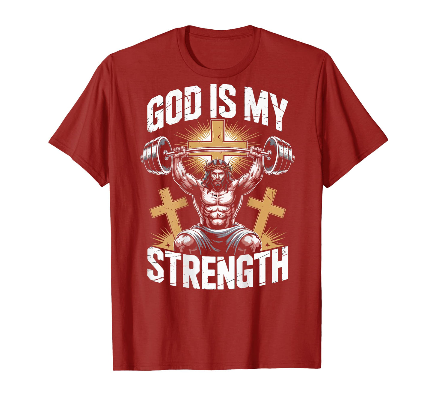 Jesus Gym God is My Strength Workout Christian Faith-Fitness T-Shirt