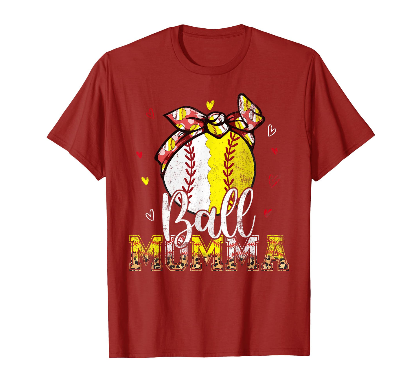 Softball Baseball Ball Momma Bandana Leopard Mothers Day T-Shirt