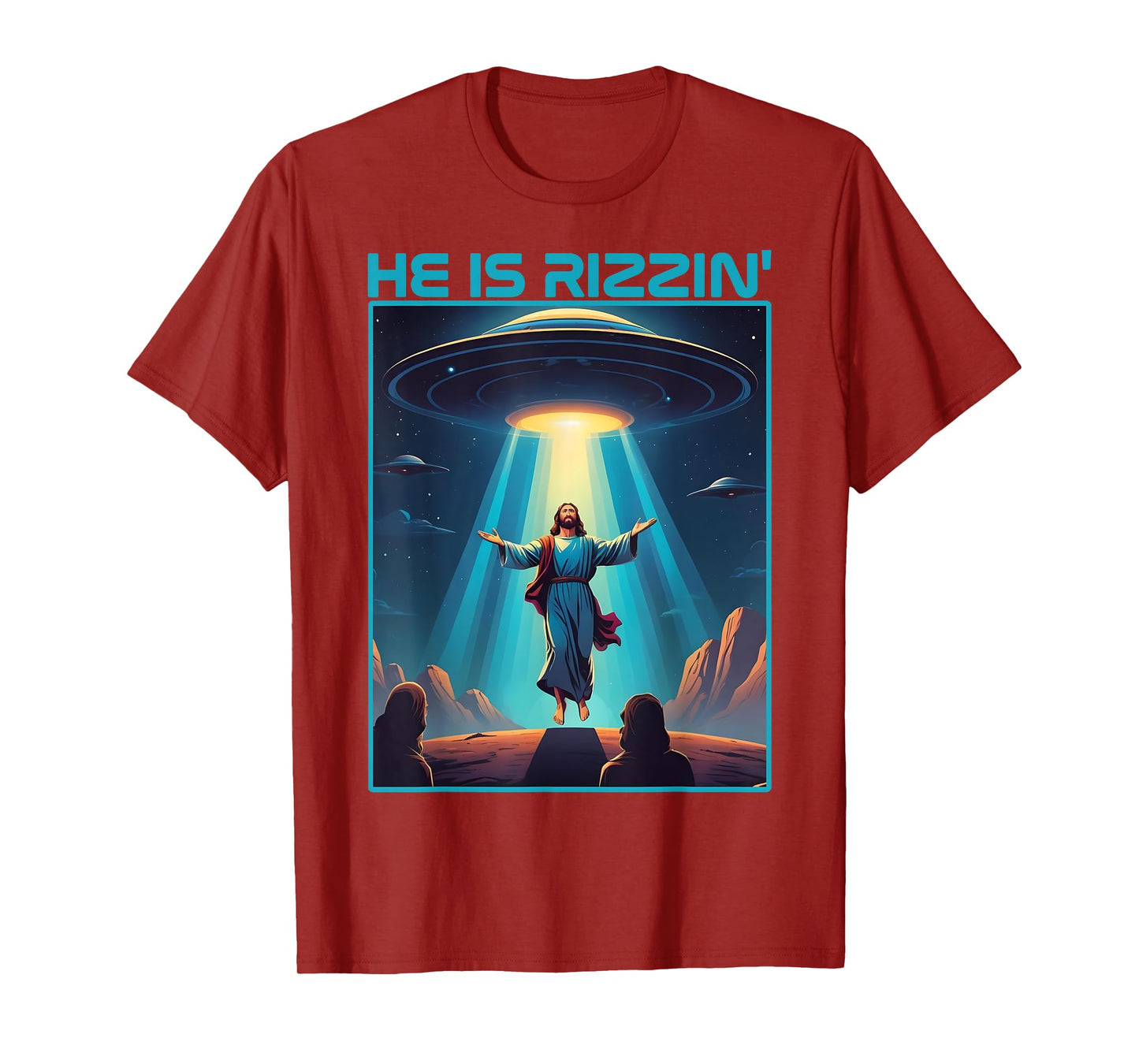 Funny jesus rizzin easter Ufo alien abduction space christ T-Shirt