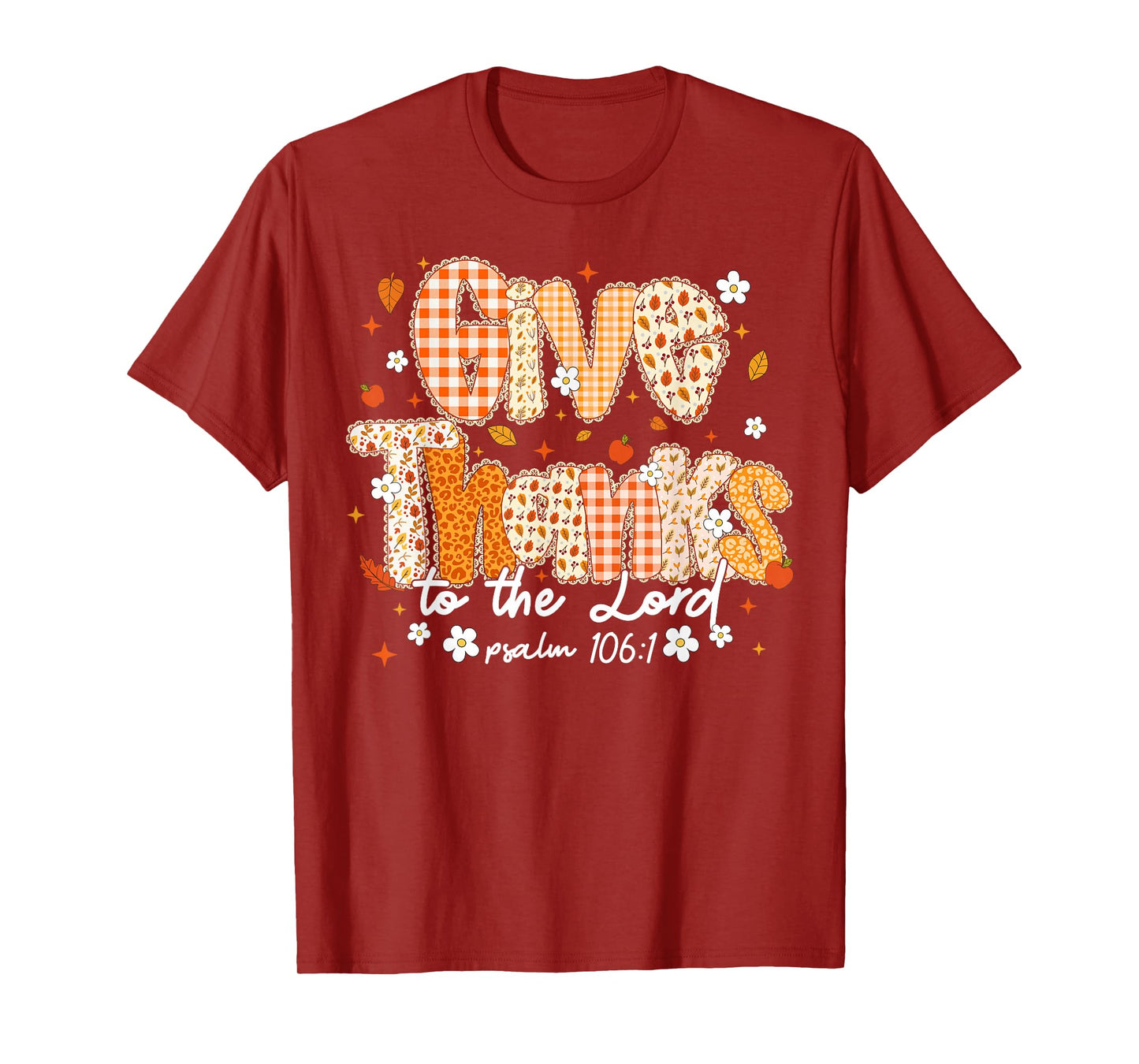 Give Thanks to The Lord Lace Christian Fall Autumn Girly T-Shirt