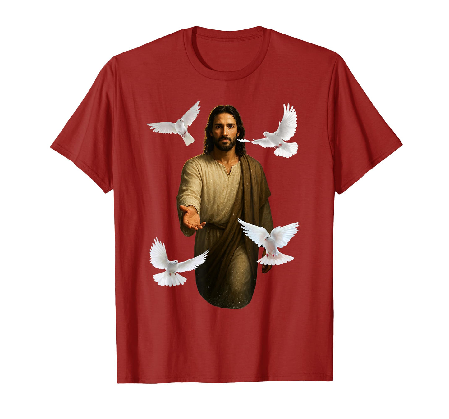 Jesus Walking on Water with White Doves Christian Art Faith T-Shirt