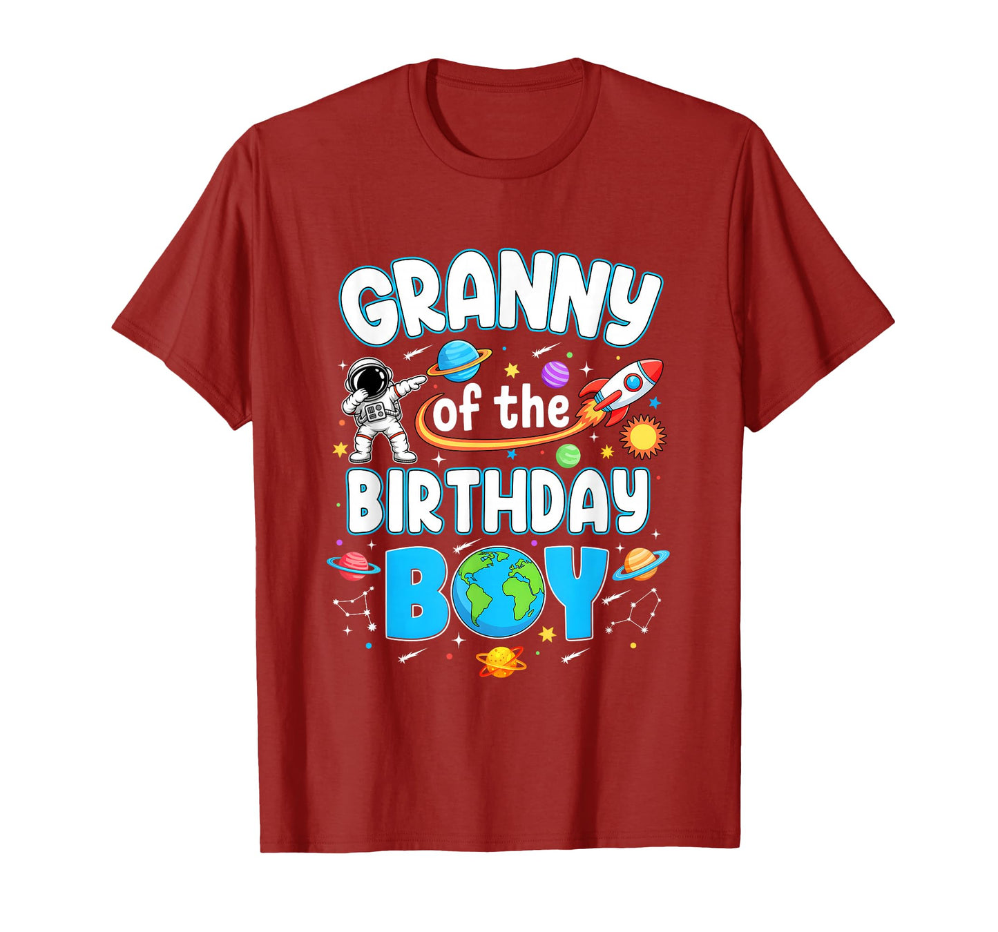 Granny Of The Birthday Boy Astronaut Family Space Planets T-Shirt