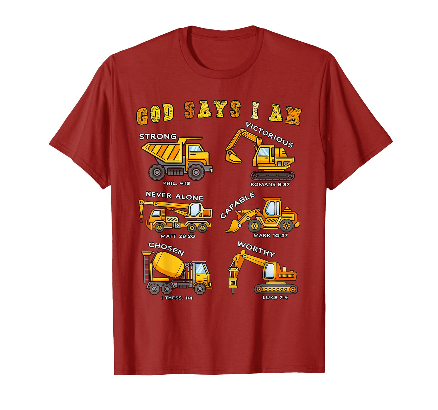 Toddler Kids God Says I Am Construction Bible Verse Truck T-Shirt