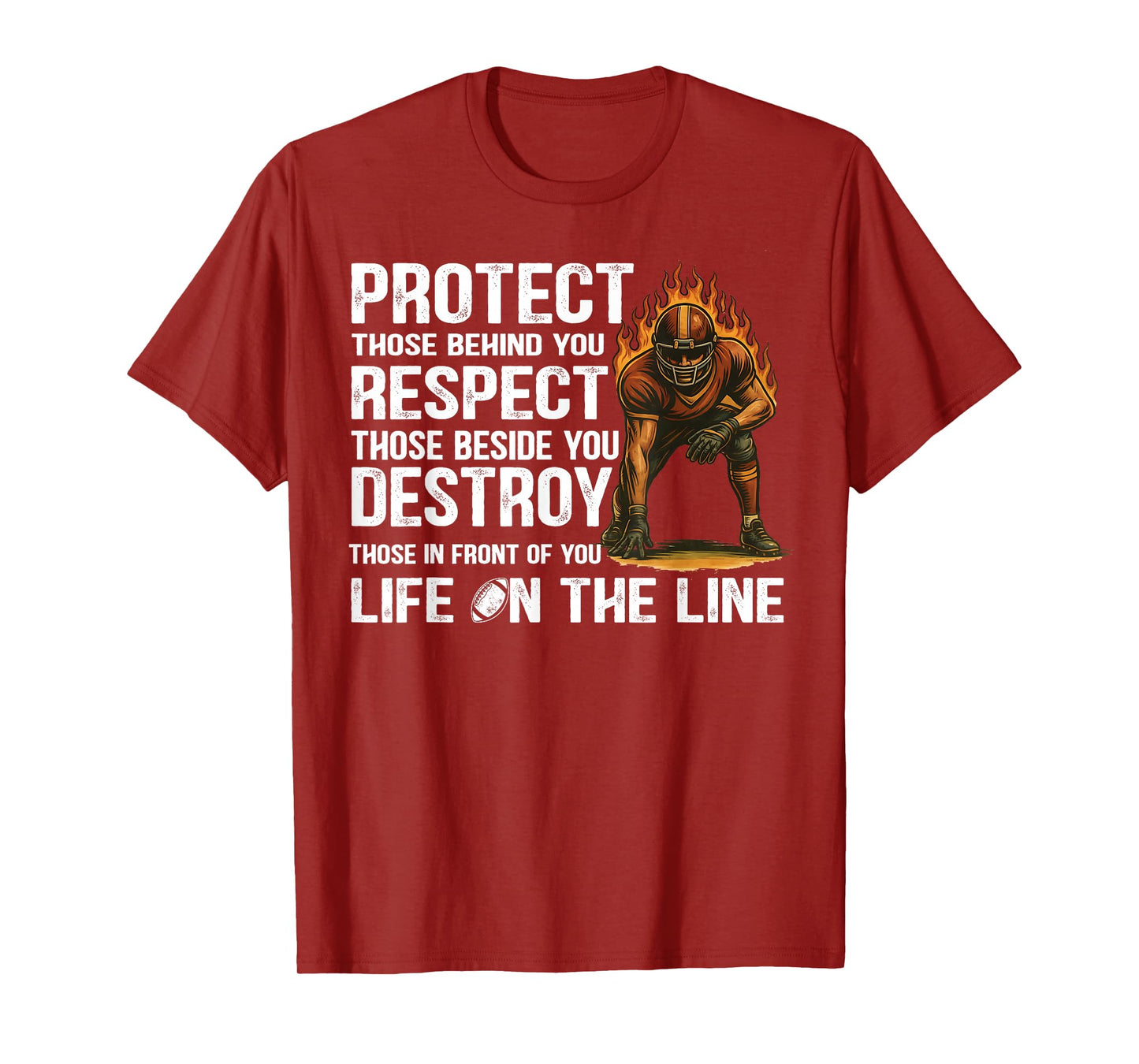 Vintage Protect Respect Destroy Offensive Lineman Football T-Shirt