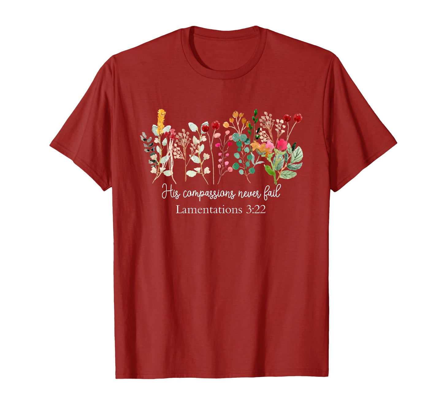 His Compassions Never Fail Lamentations 3:22 Cute Christian T-Shirt