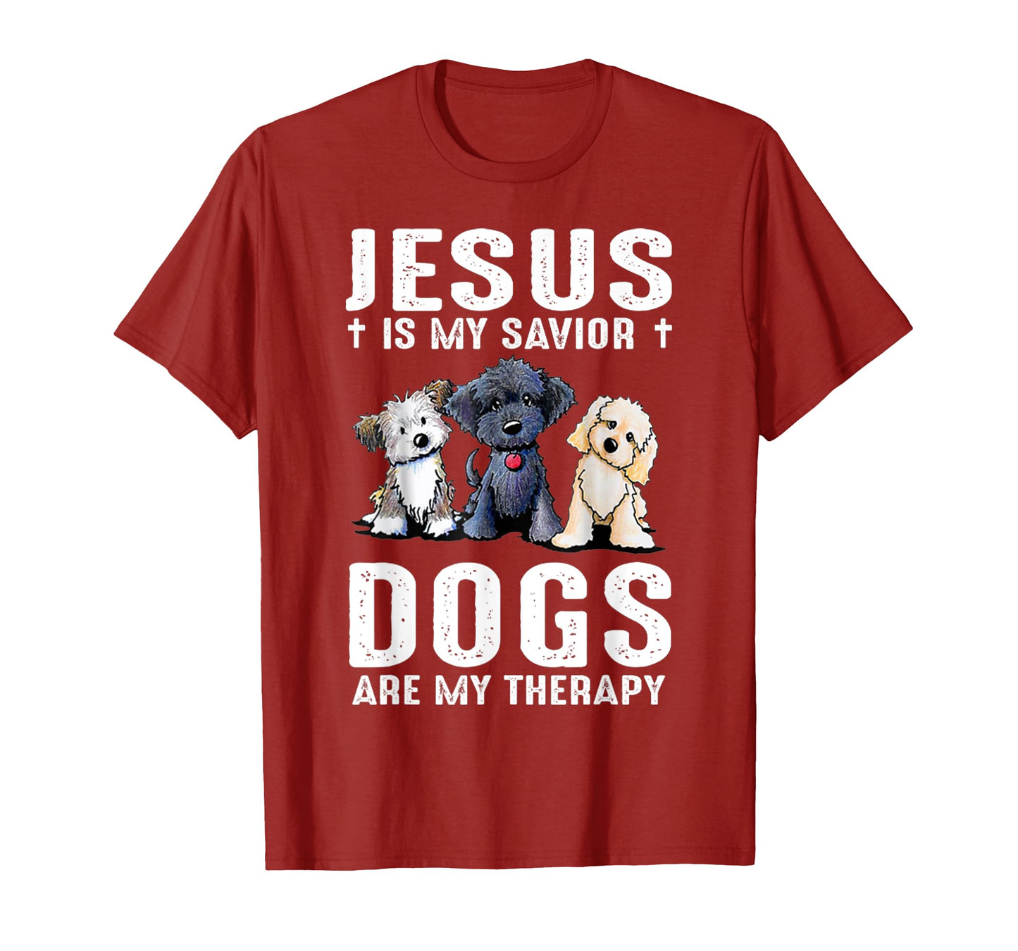Vintage Jesus is My Savior Dogs are My Therapy Jesus Christ T-Shirt