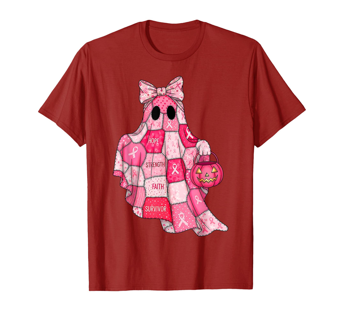 Breast Cancer Hope Strength Faith Survivor Ghost Wear Pink T-Shirt