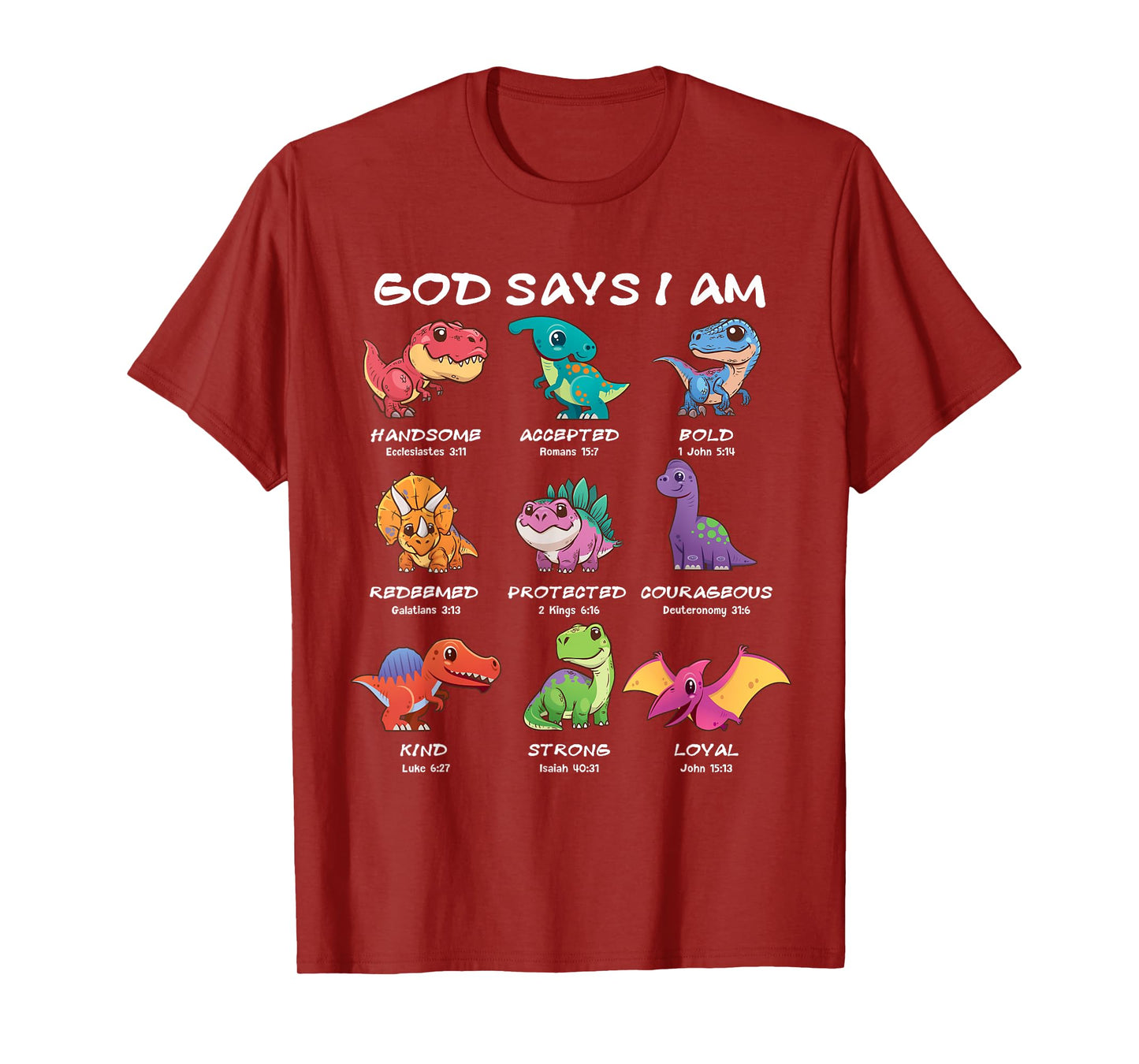 God Says I Am Dinosaur Funny Dino Kids Boys Bible Verse T-Shirt