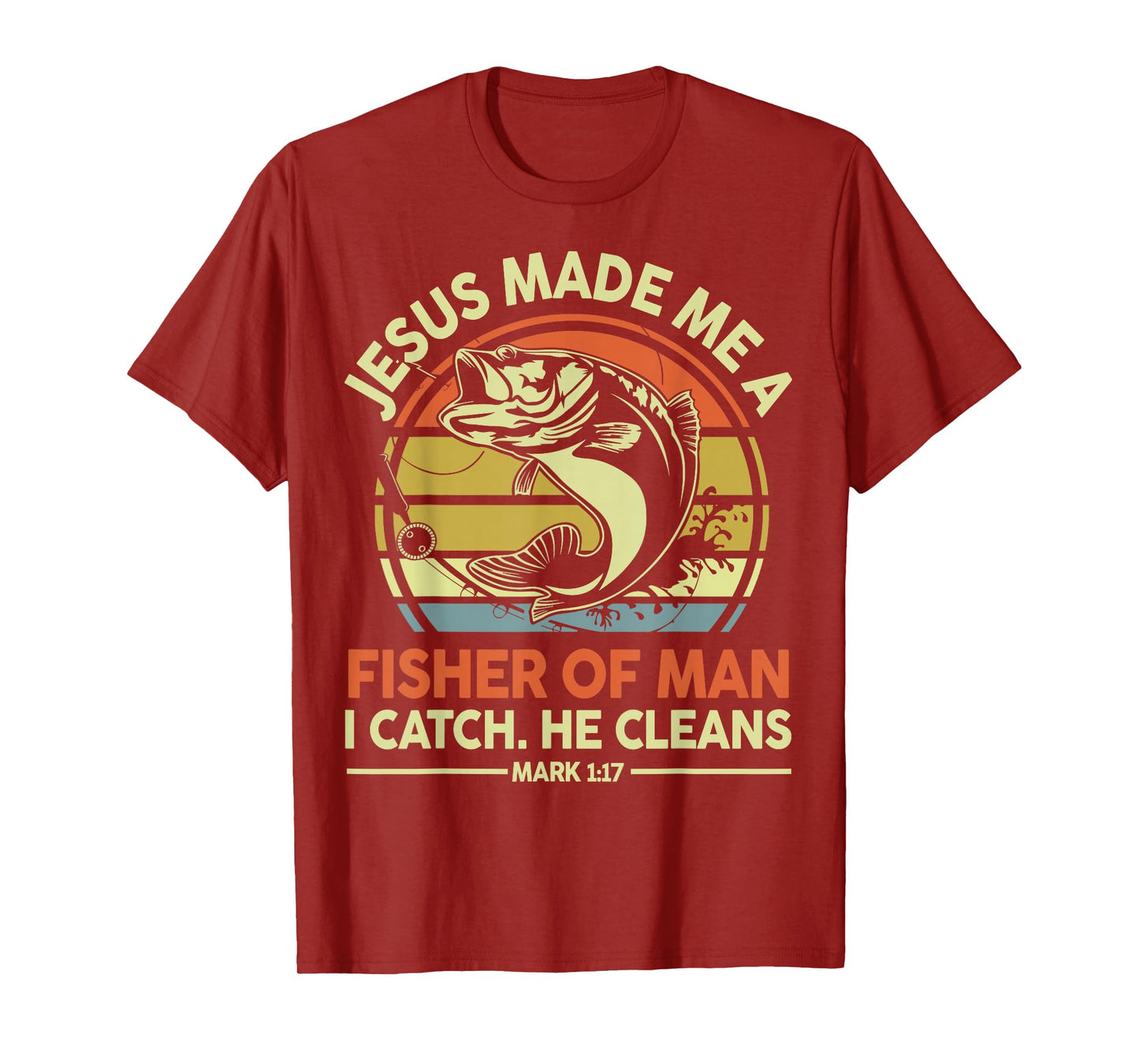 Men's Christian Fishing Jesus Made Fisher Man Funny Dad Gift T-Shirt
