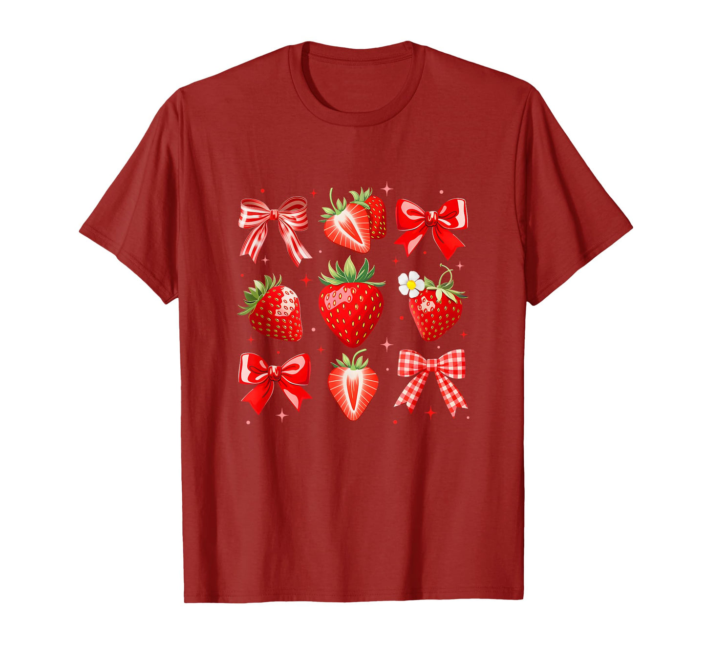Strawberry Coquette Bow Strawberries Festival Girls Women T-Shirt