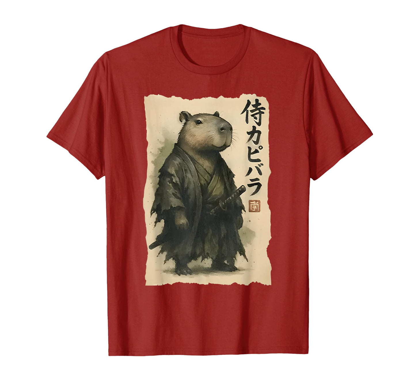 Samurai Capybara Funny Capybara Japanese Animal T-Shirt