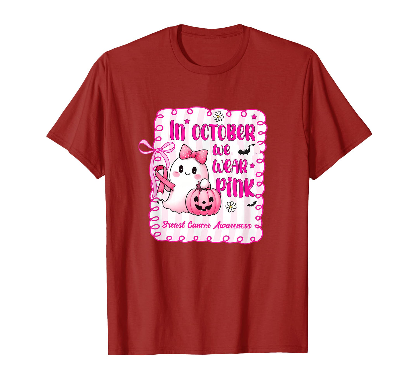 Breast Cancer Women Halloween in October We Wear Pink T-Shirt