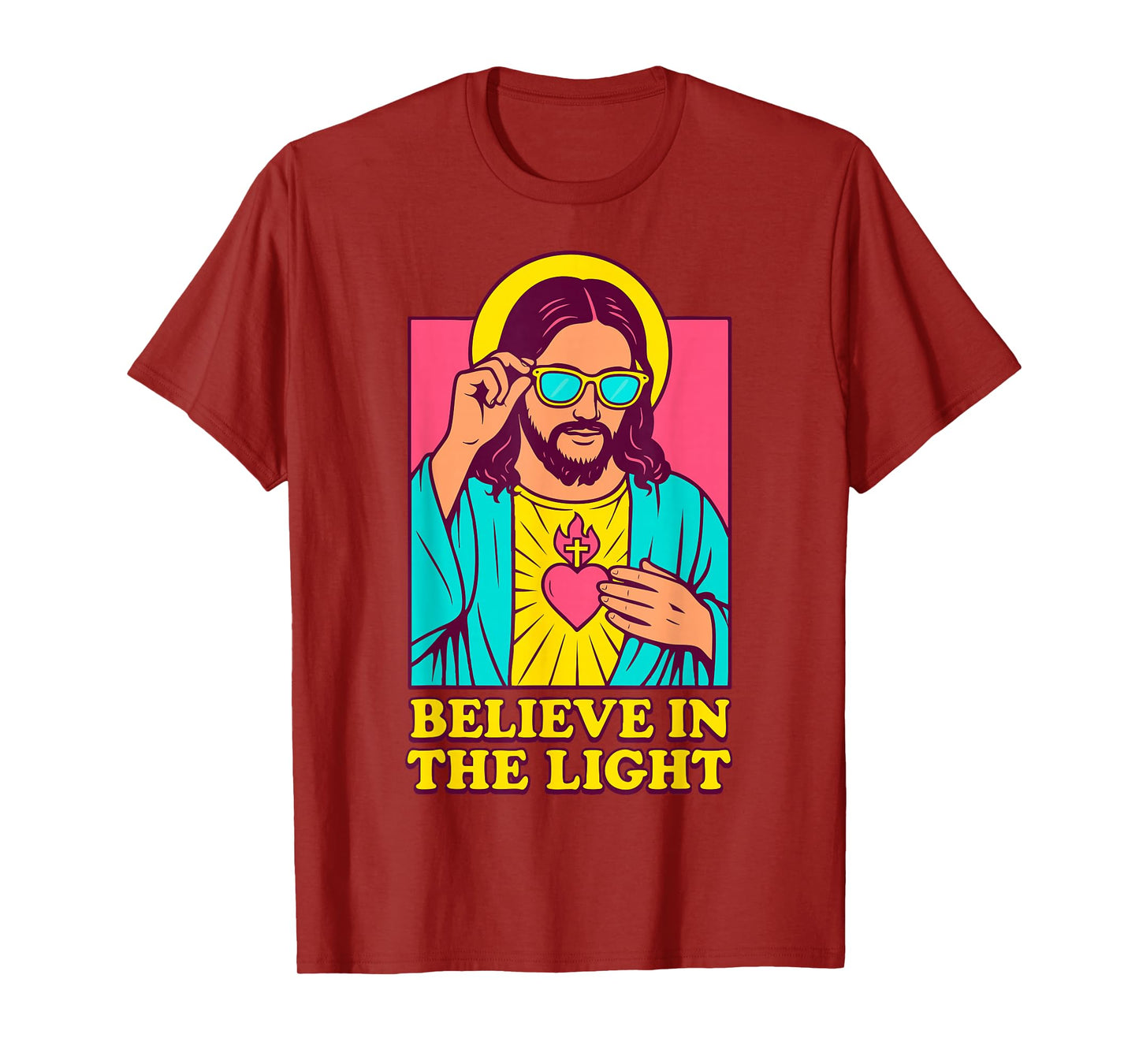 Christian Jesus Believe in The Light Anime Pop Art Purple T-Shirt