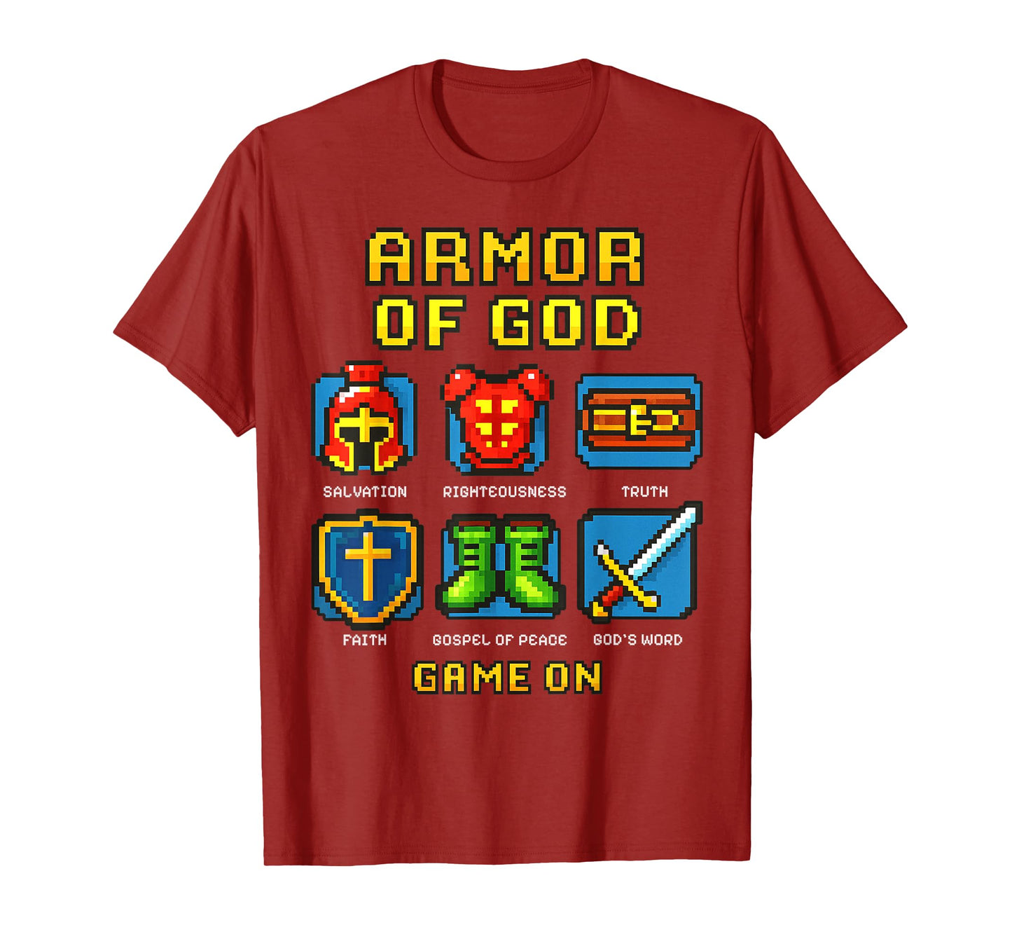 Armor of God Pixel Faith Christian Video Game Gamers Youth T-Shirt